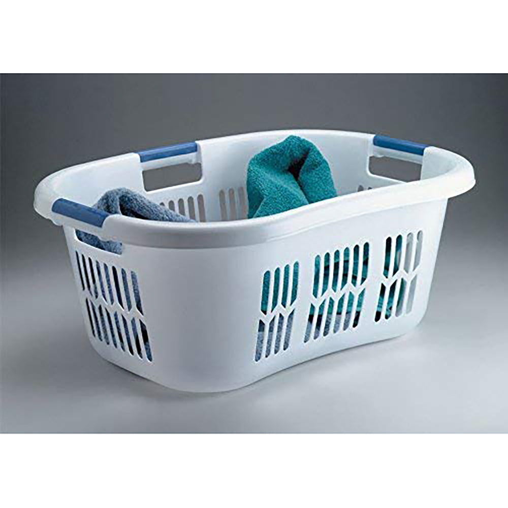 Rubbermaid Laundry Basket, White, 2-Step Stool, Gray, & 13 Gal Trash Can, Black