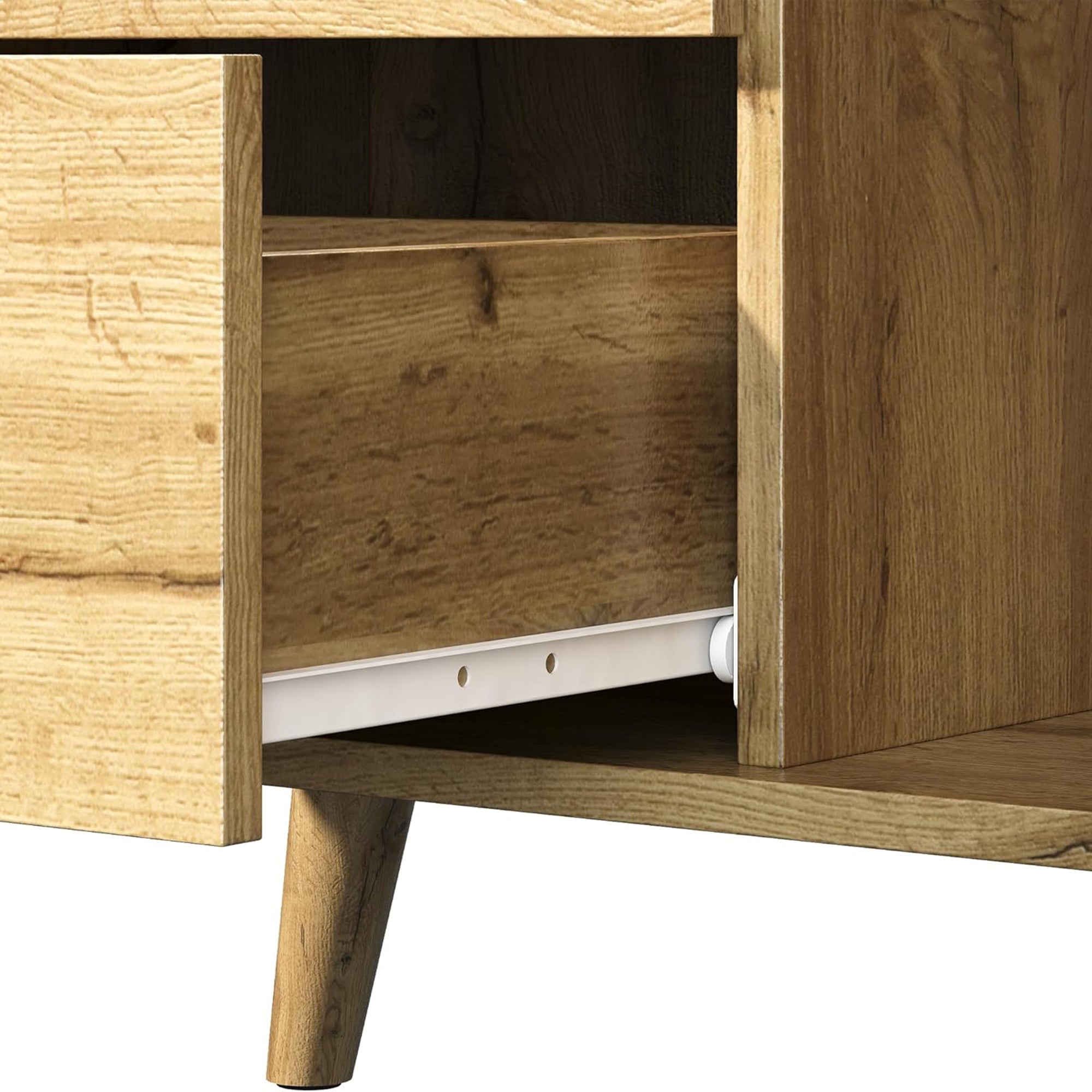RoyalCraft Accent Storage Cabinet Sideboard Drawers Adjustable Shelves Natural - VMInnovations