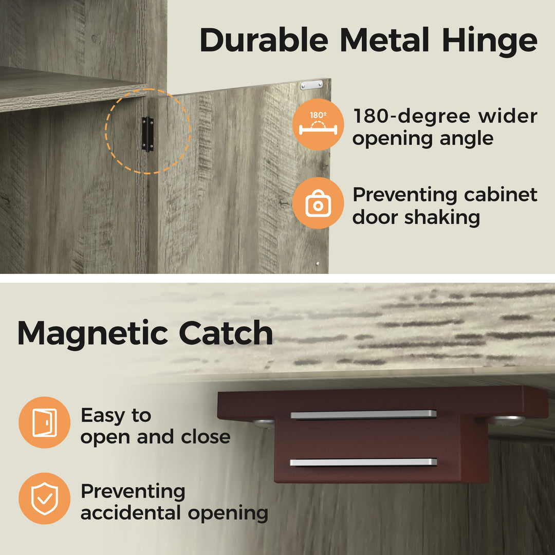 RoyalCraft Farmhouse Nightstand, Bedroom Table with Charging Station, Light Grey - VMInnovations