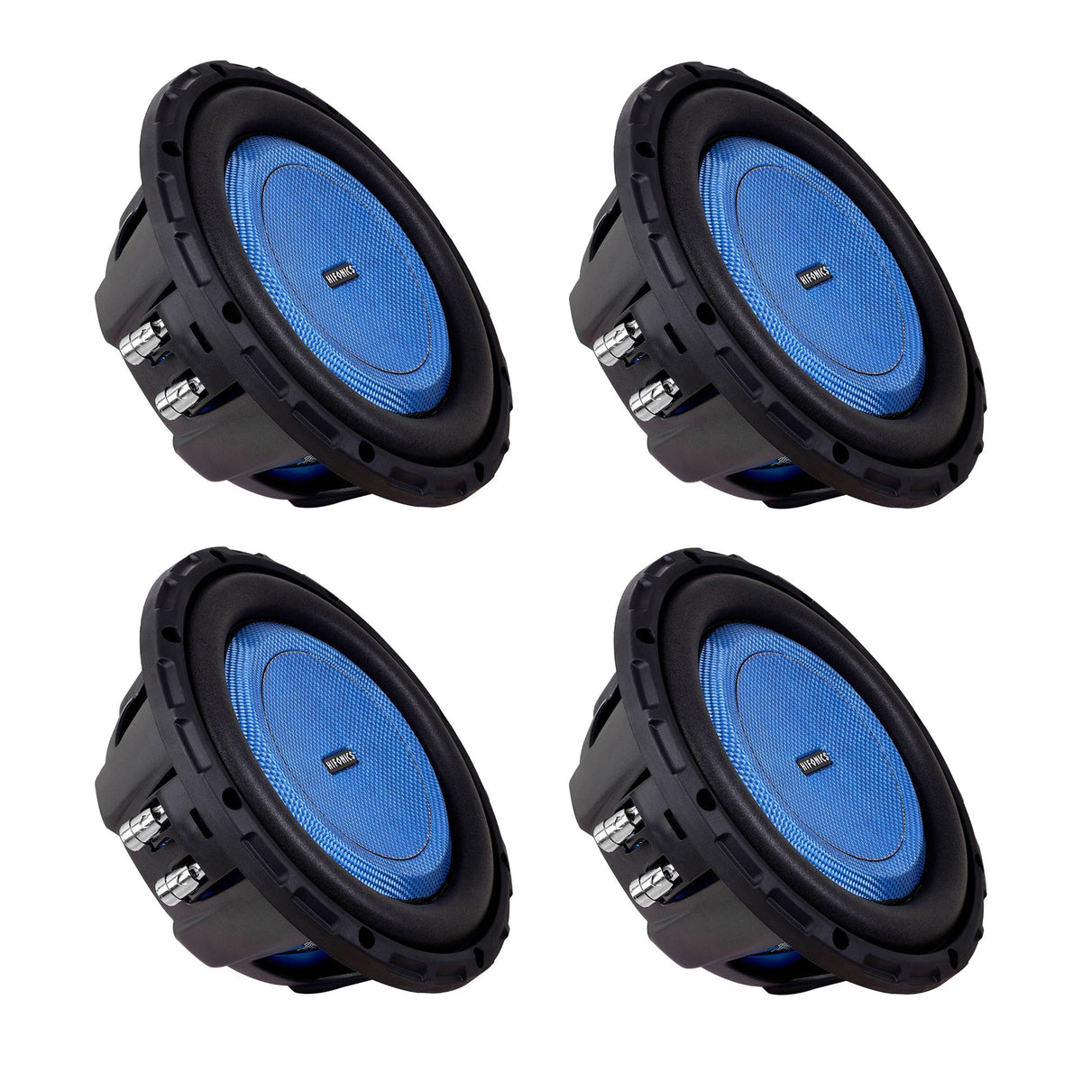 Hifonics 4 Pack ELITE 8” Shallow Subwoofer, Dual Voice Coil Audio Speaker, 500W - VMInnovations