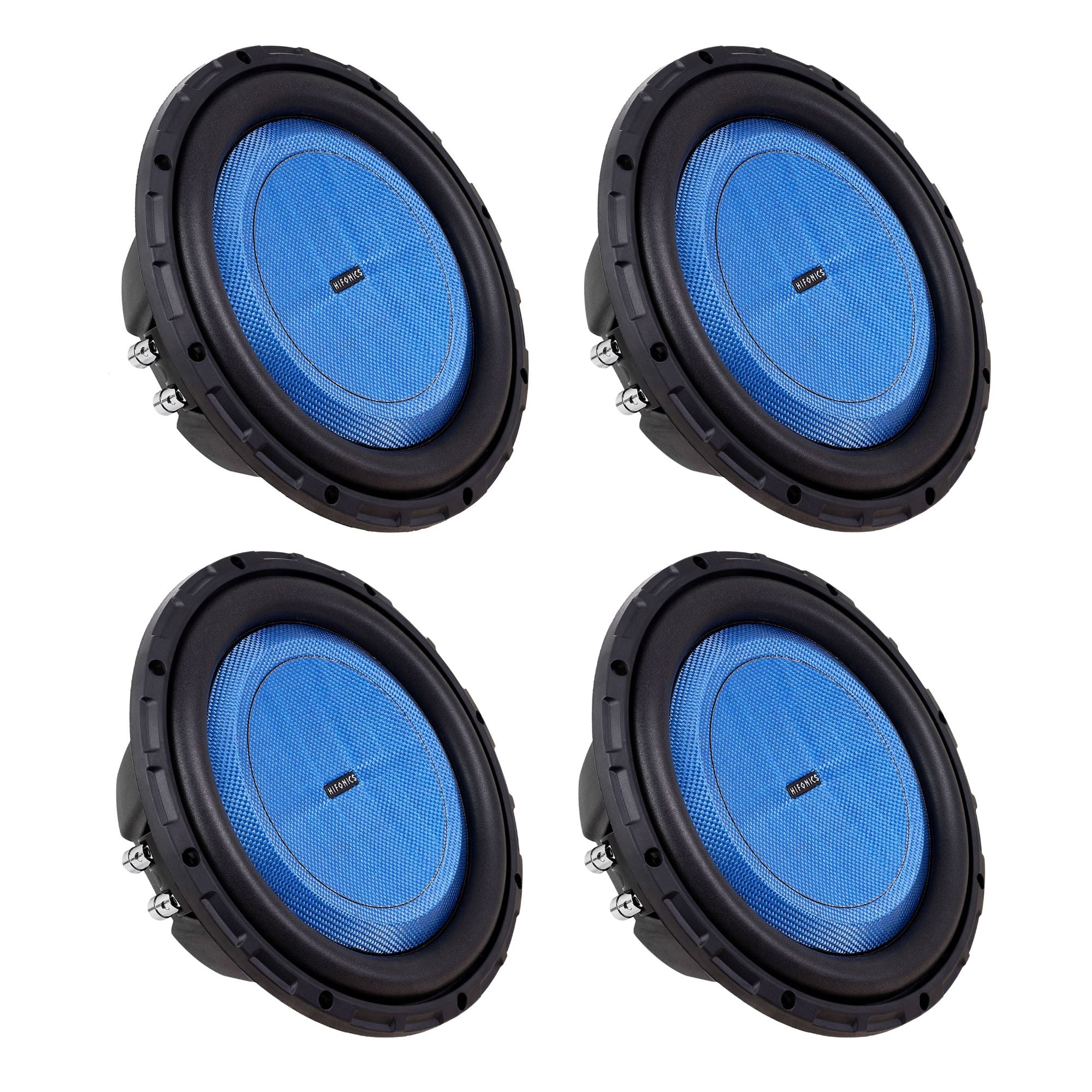 Hifonics 4 Pack ELITE 10” Shallow Subwoofer Dual Voice Coil Audio Speaker, 600W - VMInnovations