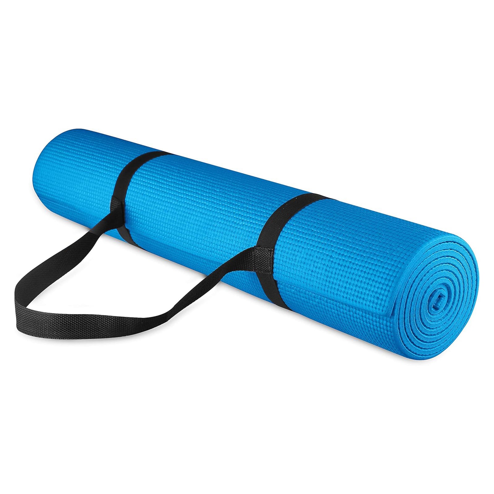 Fitvids 1/4” High Density Thick Non Slip Workout Yoga Mat and Carry Strap, Blue - VMInnovations