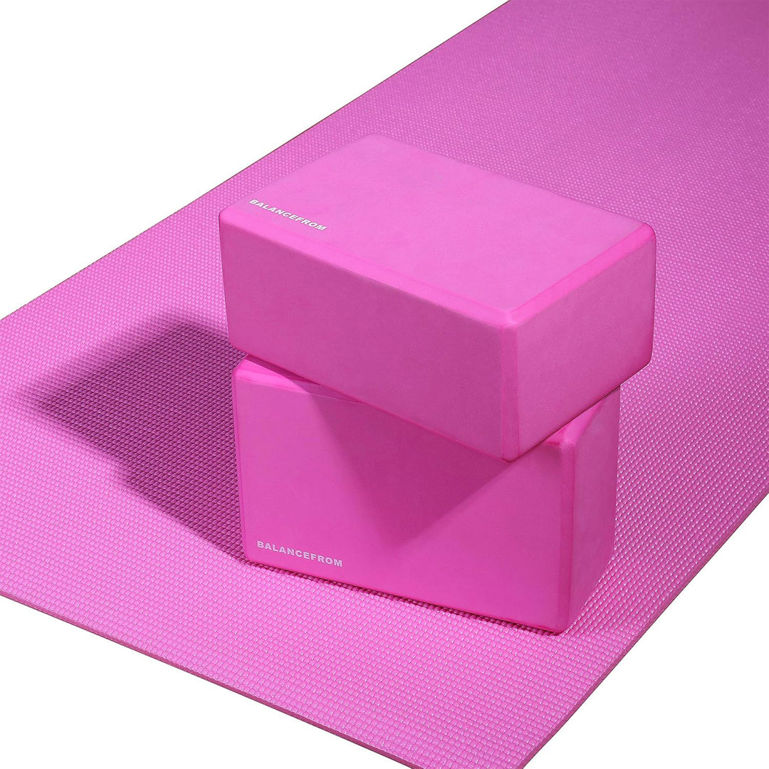 Fitvids 1/4” High Density Thick Non Slip Workout Yoga Mat and Carry Strap, Pink - VMInnovations