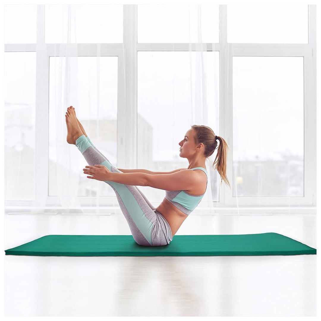 Fitvids 1/2-Inch Thick High Density Exercise Yoga Mat, Carrying Strap, Green - VMInnovations