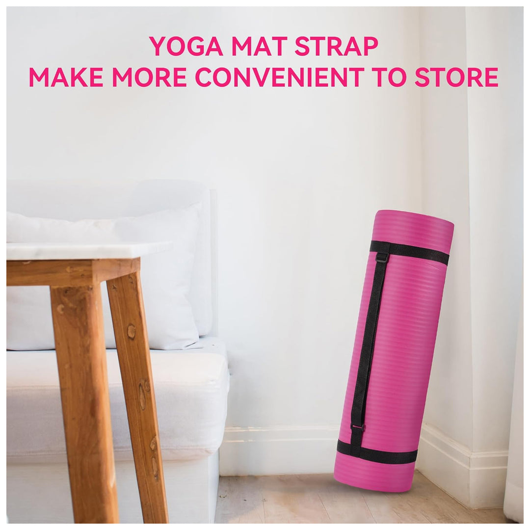 Fitvids 1/2-Inch Thick High Density Exercise Yoga Mat, Carrying Strap, Pink - VMInnovations