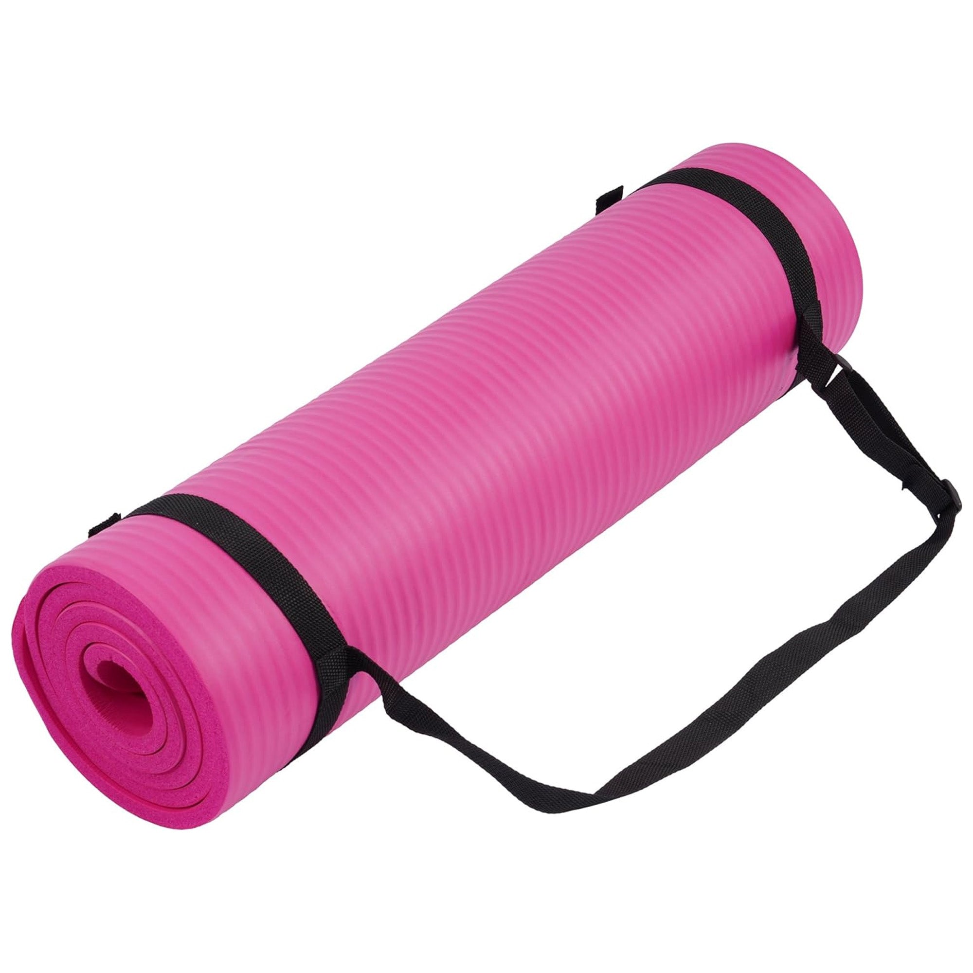 Fitvids 1/2-Inch Thick High Density Yoga Mat, Carrying Strap, Pink (Used)