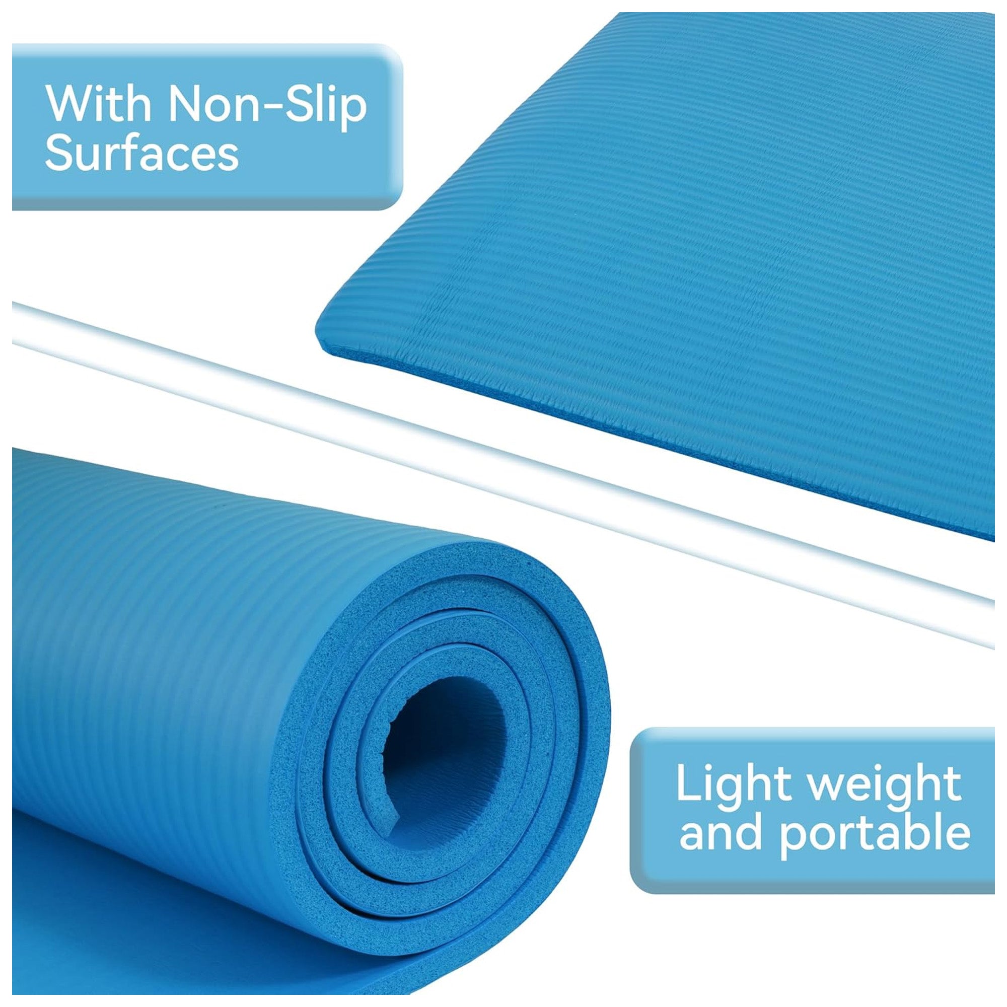 Fitvids 1/2-Inch Thick High Density Exercise Yoga Mat, Carrying Strap (Open Box) - VMInnovations