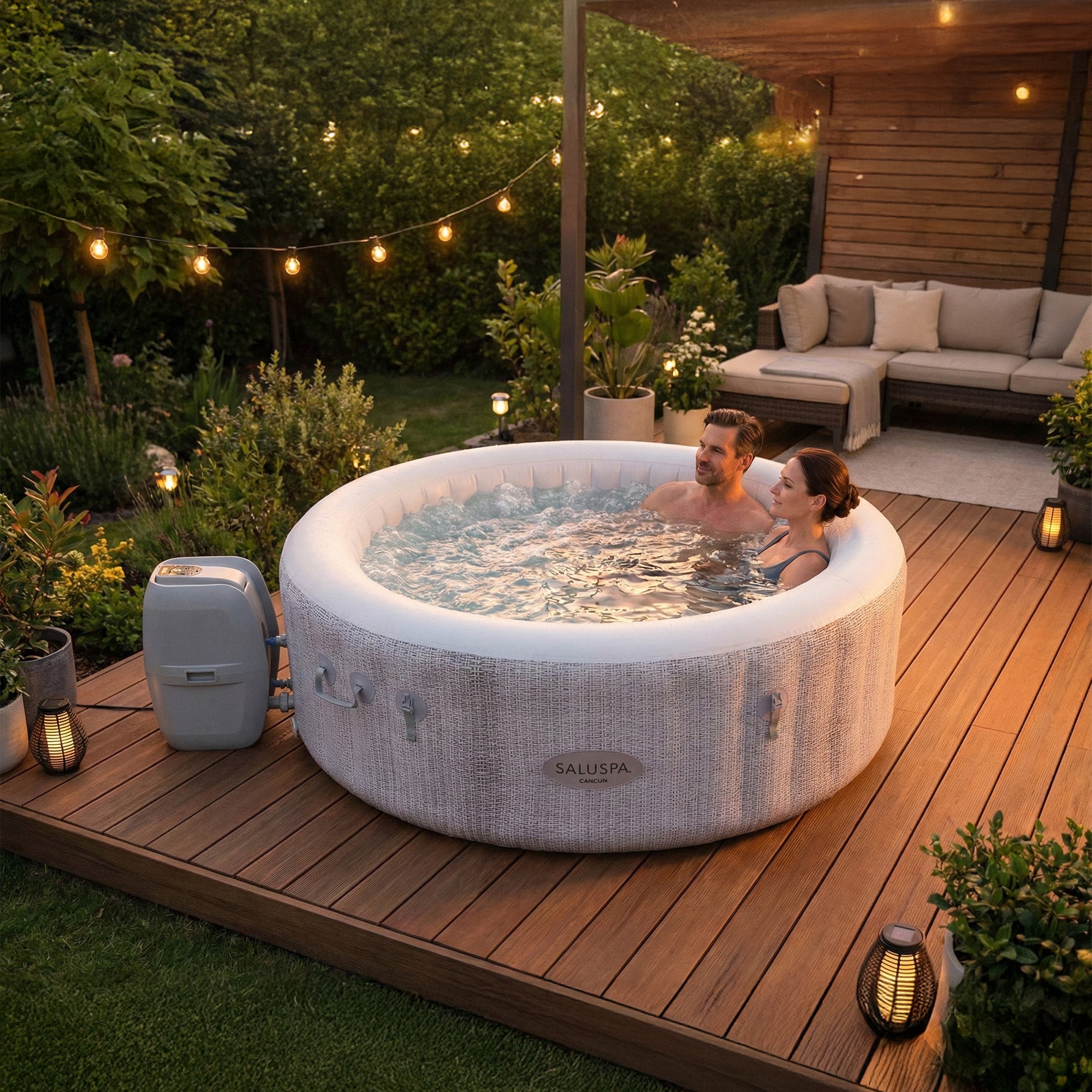 Bestway SaluSpa Cancun 2-4 Person Inflatable Energy-Efficient Hot Tub (Open Box)