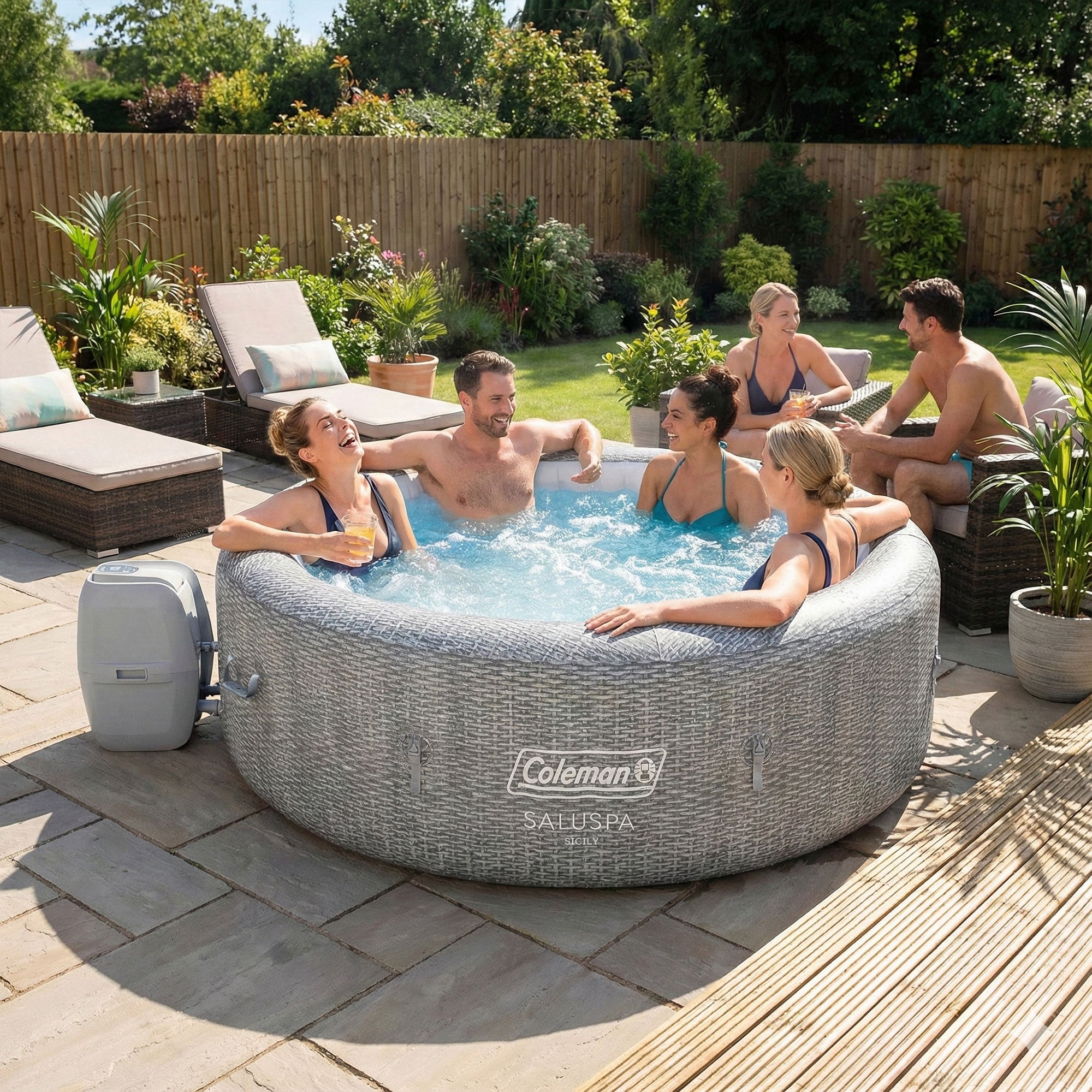 Coleman Sicily AirJet Inflatable Hot Tub with EnergySense Cover (For Parts) - VMInnovations