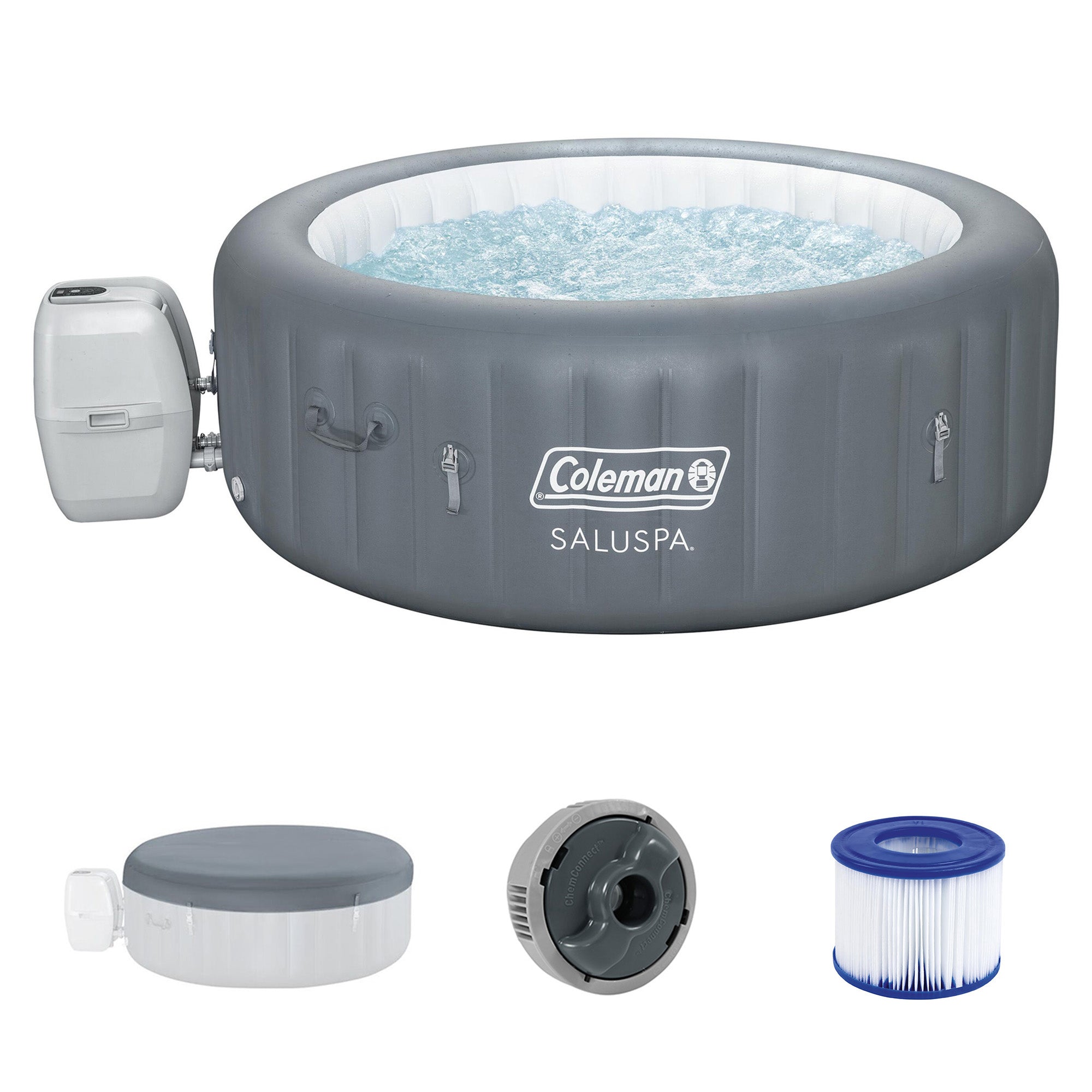 Coleman SaluSpa AirJet Inflatable Hot Tub w/EnergySense Cover, (Used)