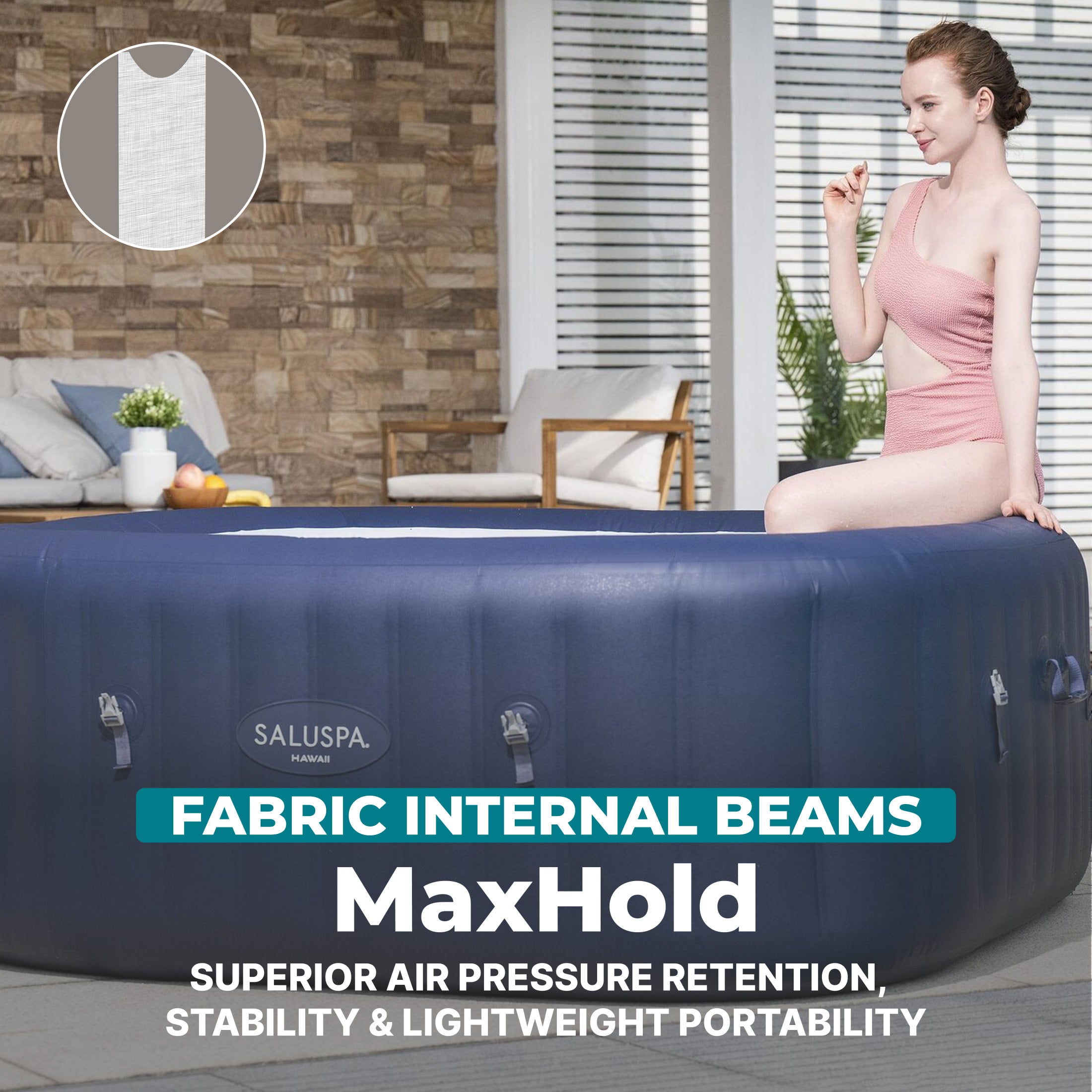 SaluSpa Hawaii Energy-Smart AirJet Inflatable Hot Tub w/ App-Control (For Parts) - VMInnovations