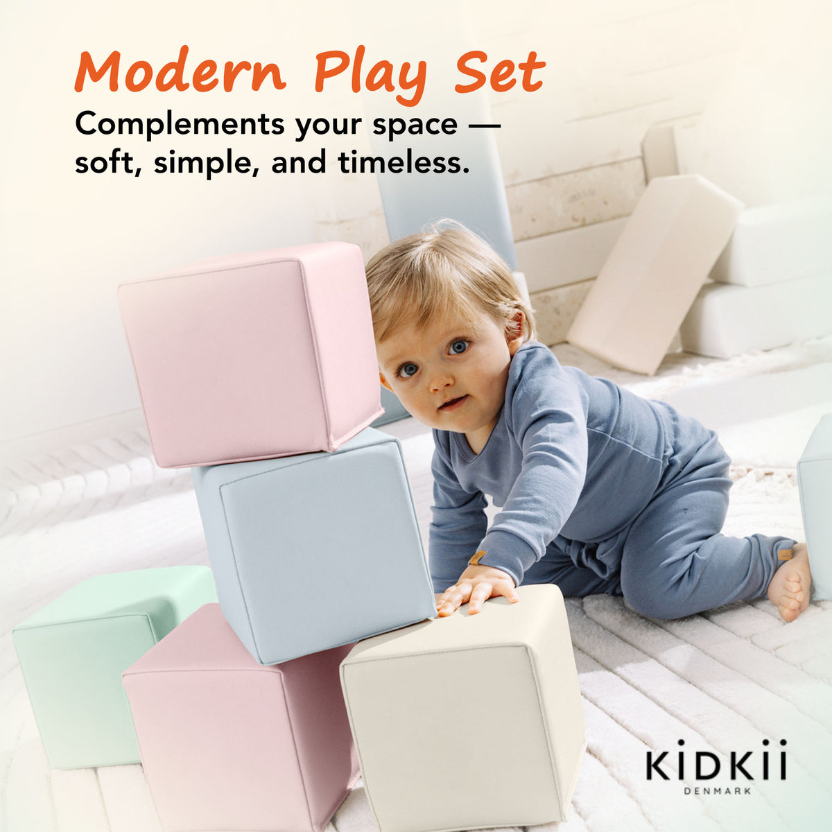 KIDKII 9pc Mini Builder Cubes Soft Foam Stackable Toddler Blocks (Open Box)