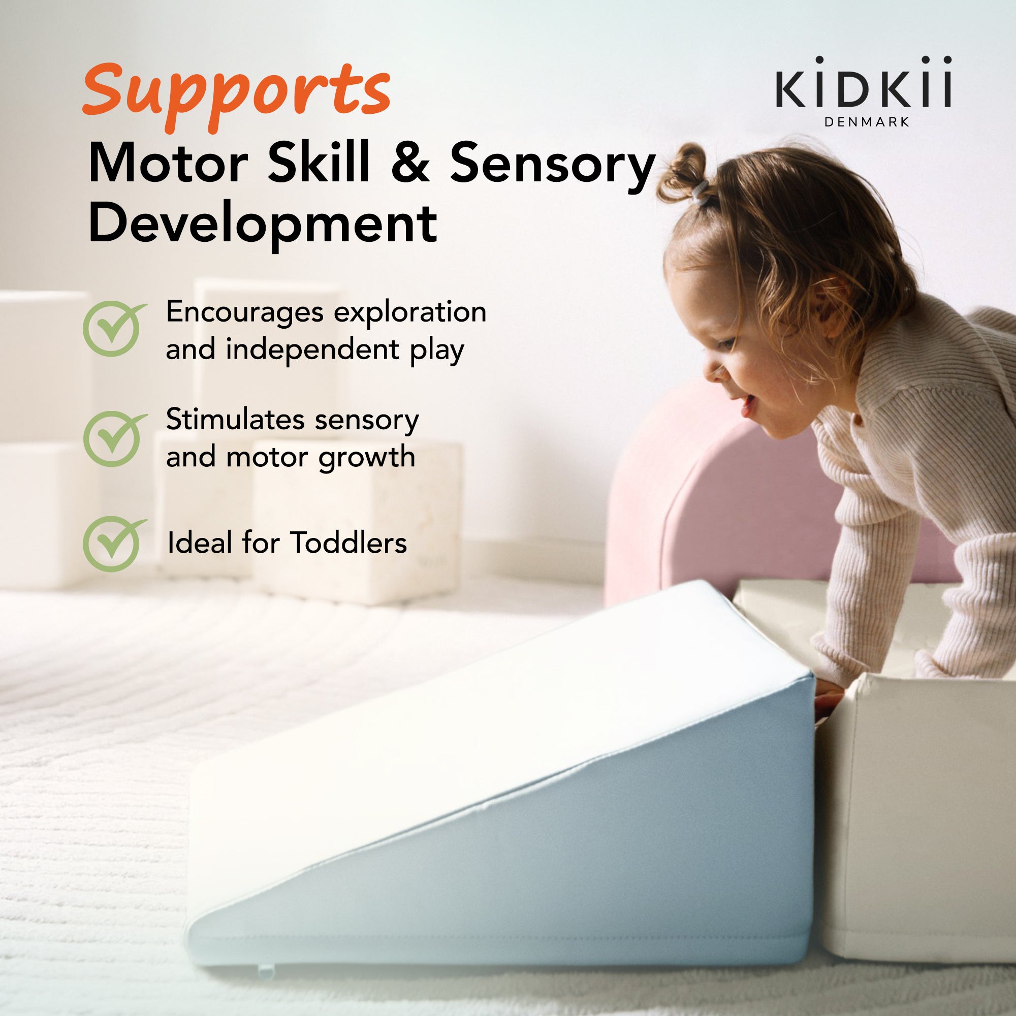 KIDKII 4 Piece Set Soft Play Original Foam Blocks for Toddlers Play Gym, Pastel - VMInnovations