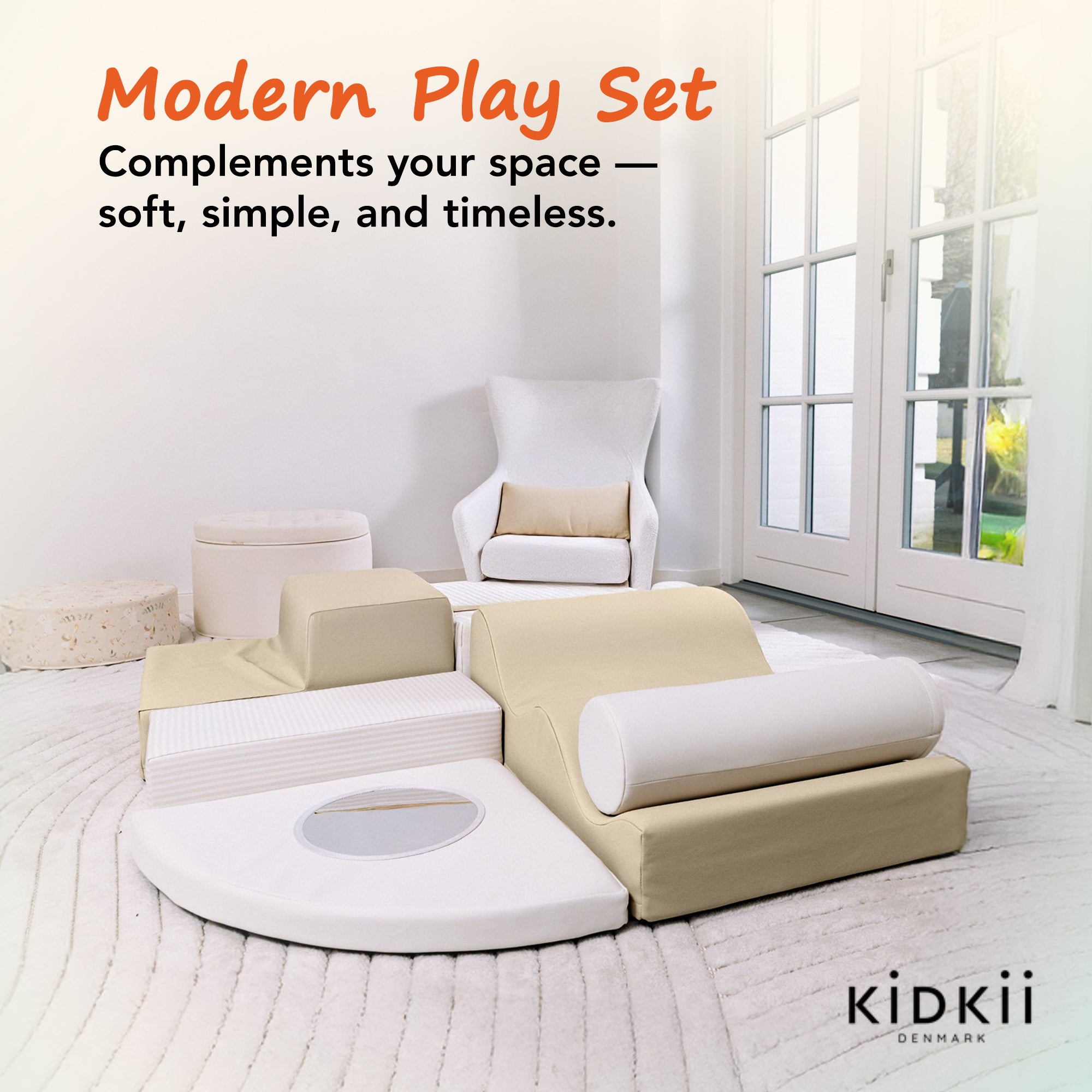 KIDKII 6pc Soft Play Foam Climbing Sensory Blocks Toddler Toy, Beige (Open Box)