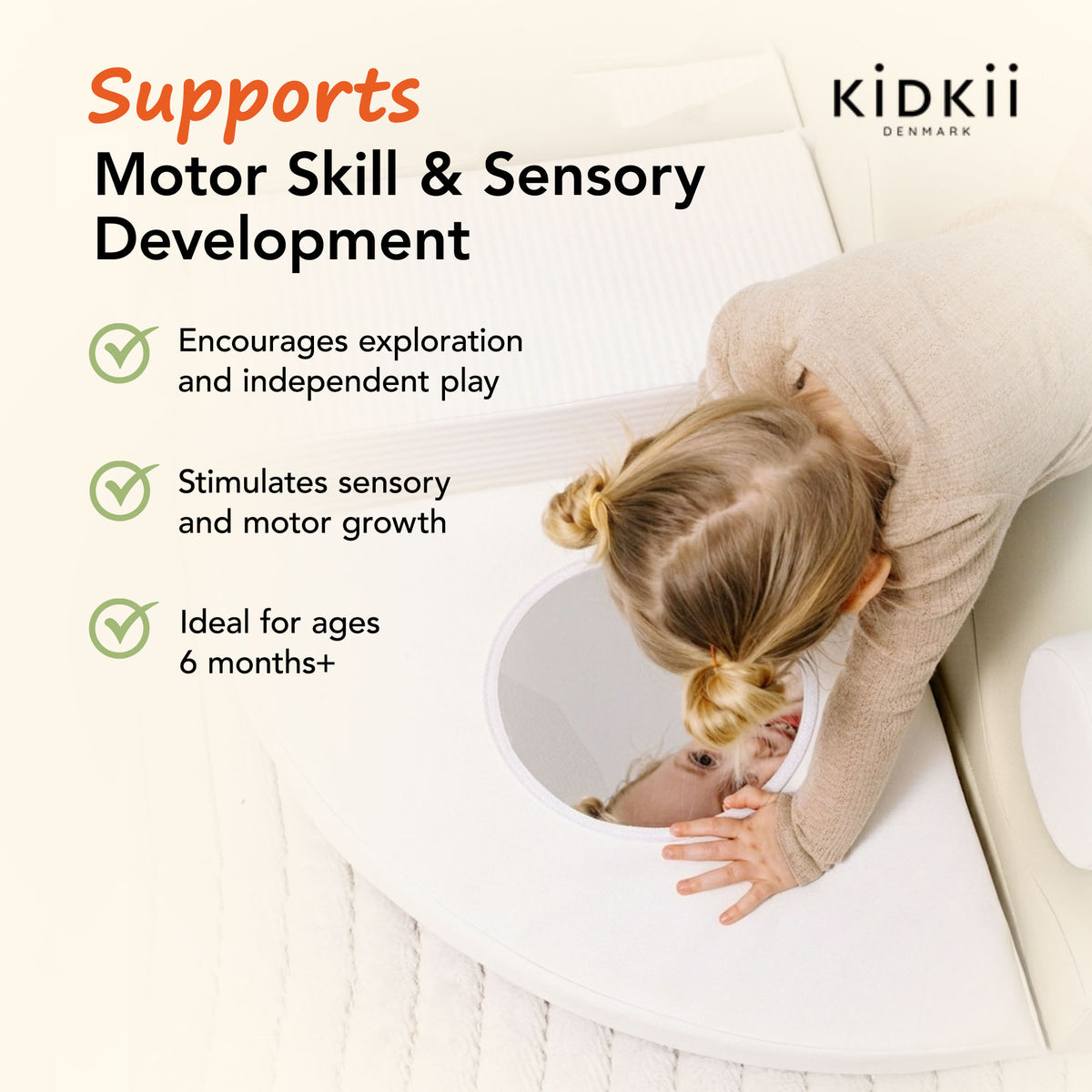 KIDKII 6pc Soft Play Foam Climbing Sensory Blocks Toddler Toy, Beige (Open Box)