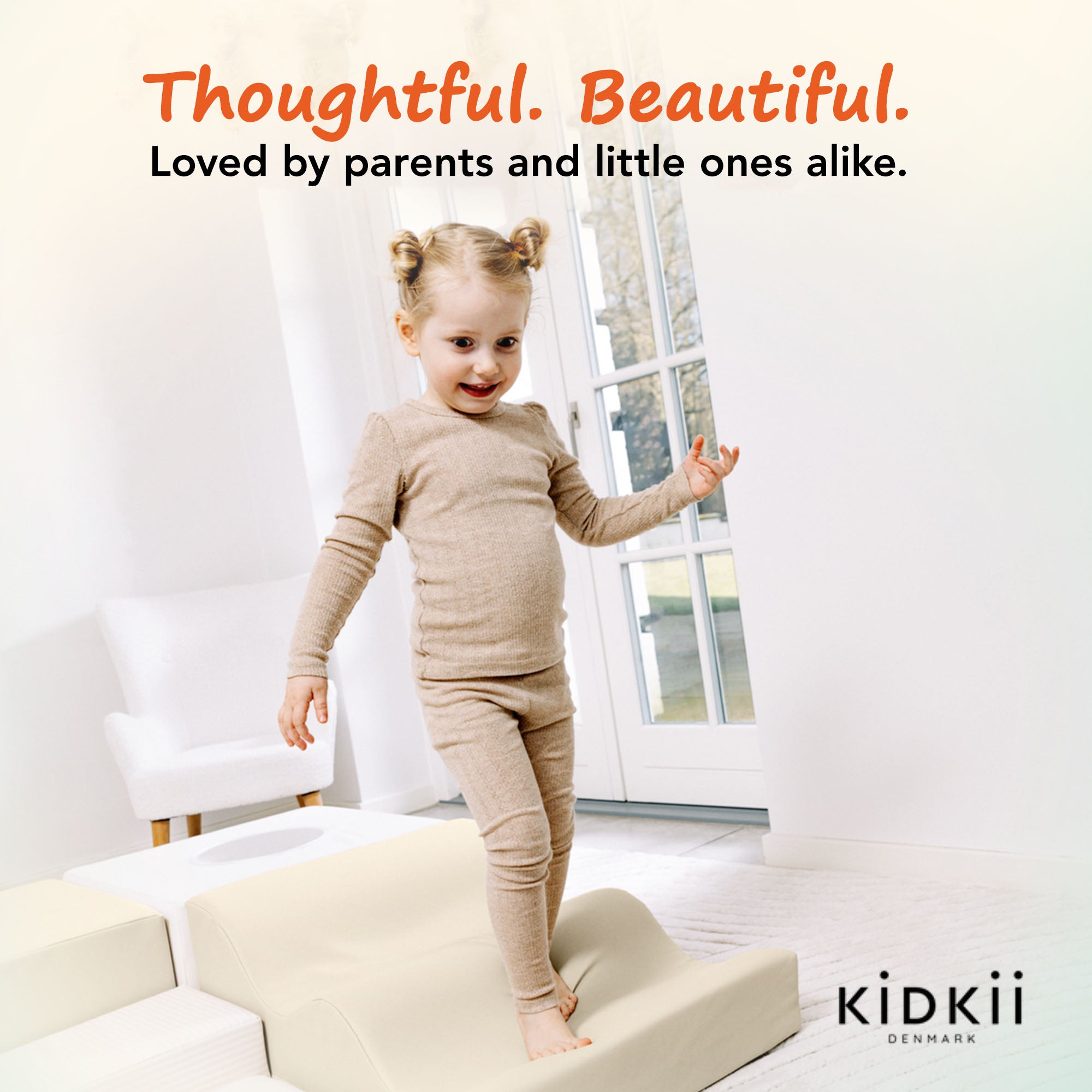 KIDKII 6 Piece Mirror Soft Play Foam Climbing Sensory Blocks Toddler Toy, Beige - VMInnovations