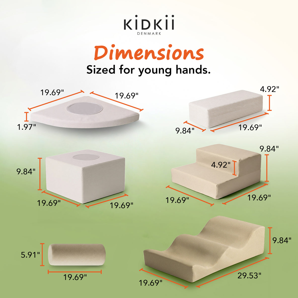 KIDKII 6 Piece Mirror Soft Play Foam Climbing Sensory Blocks Toddler Toy, Beige