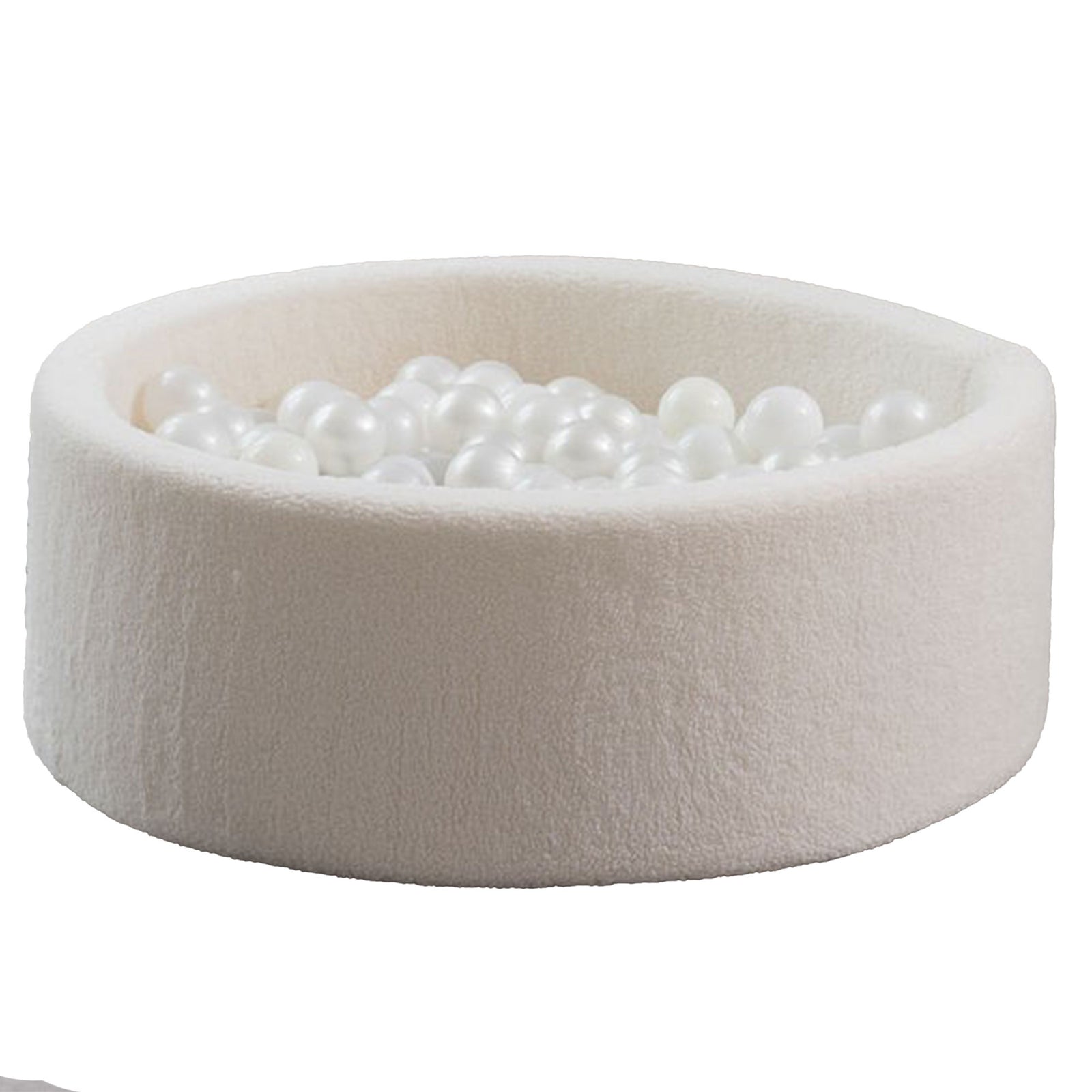 KIDKII Round Ball Pit Soft Teddy Indoor Play Toy for Toddlers, 200 Balls, Cream - VMInnovations