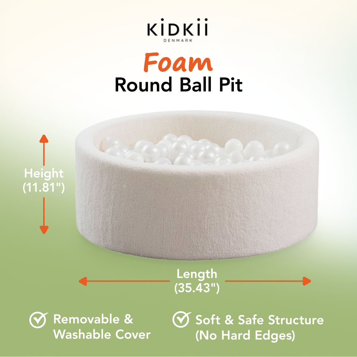 KIDKII Round Ball Pit Soft Teddy Play Toy for Toddlers, 200 Balls (Open Box) - VMInnovations