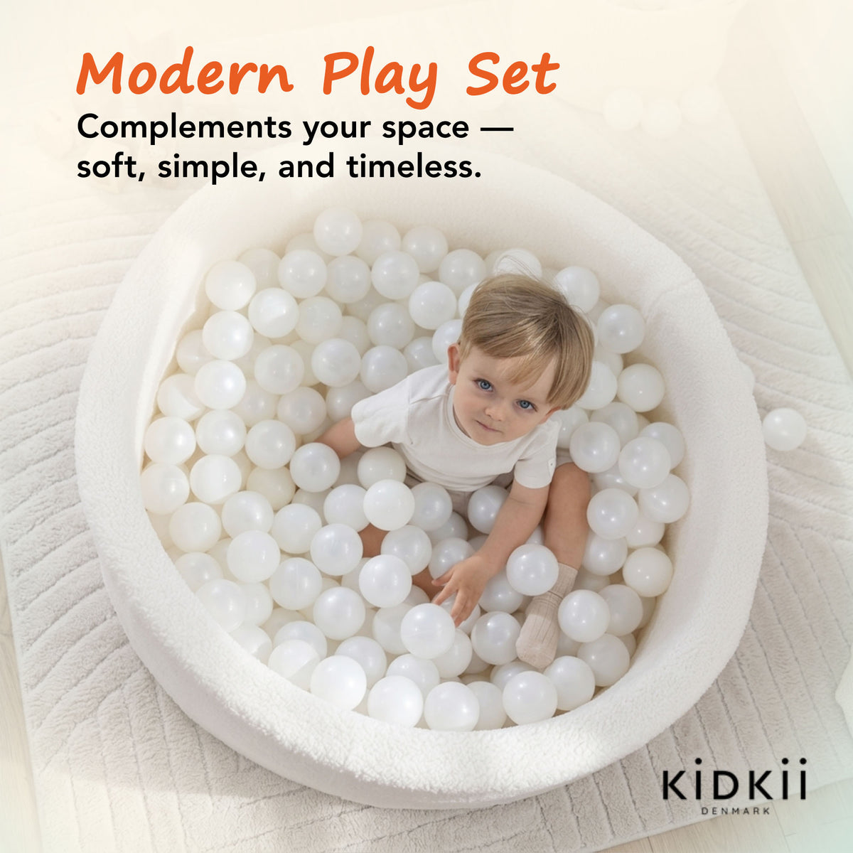 KIDKII Round Ball Pit Soft Teddy Play Toy for Toddlers, 200 Balls (Open Box)