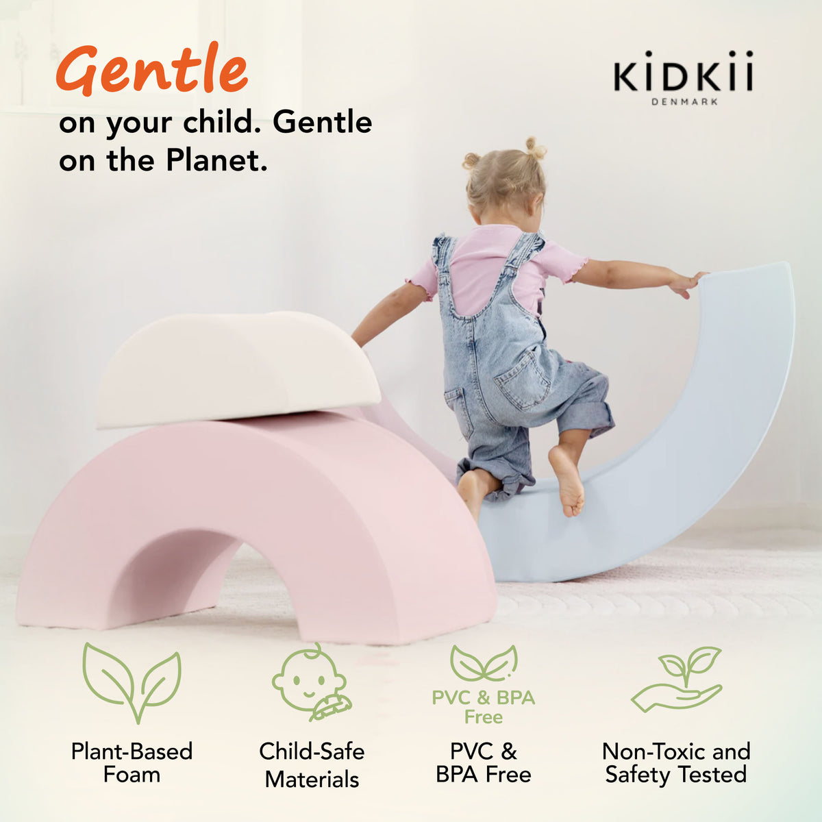 KIDKII Rainbow Classic Foam Play Blocks, Indoor Climber Set for Toddlers, Pastel