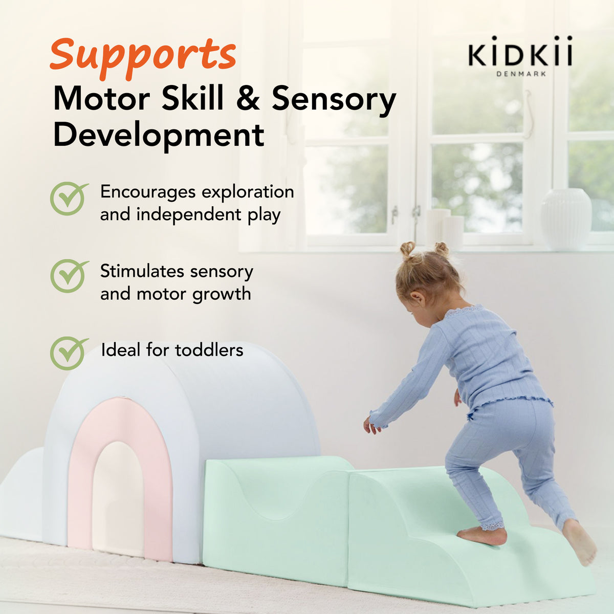 KIDKII Rainbow Play Set 7-Piece Foam Climbing & Motor Skill Play Kit, Pastel Mix