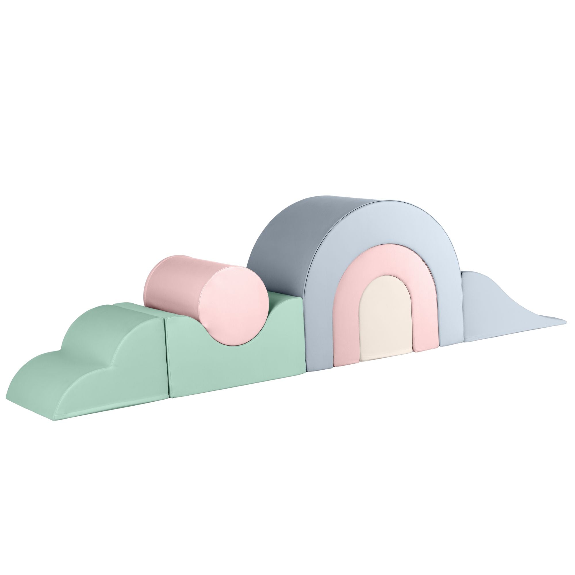 KIDKII Rainbow Play Set 7-Piece Foam Climbing & Motor Skill Play Kit, Pastel Mix - VMInnovations