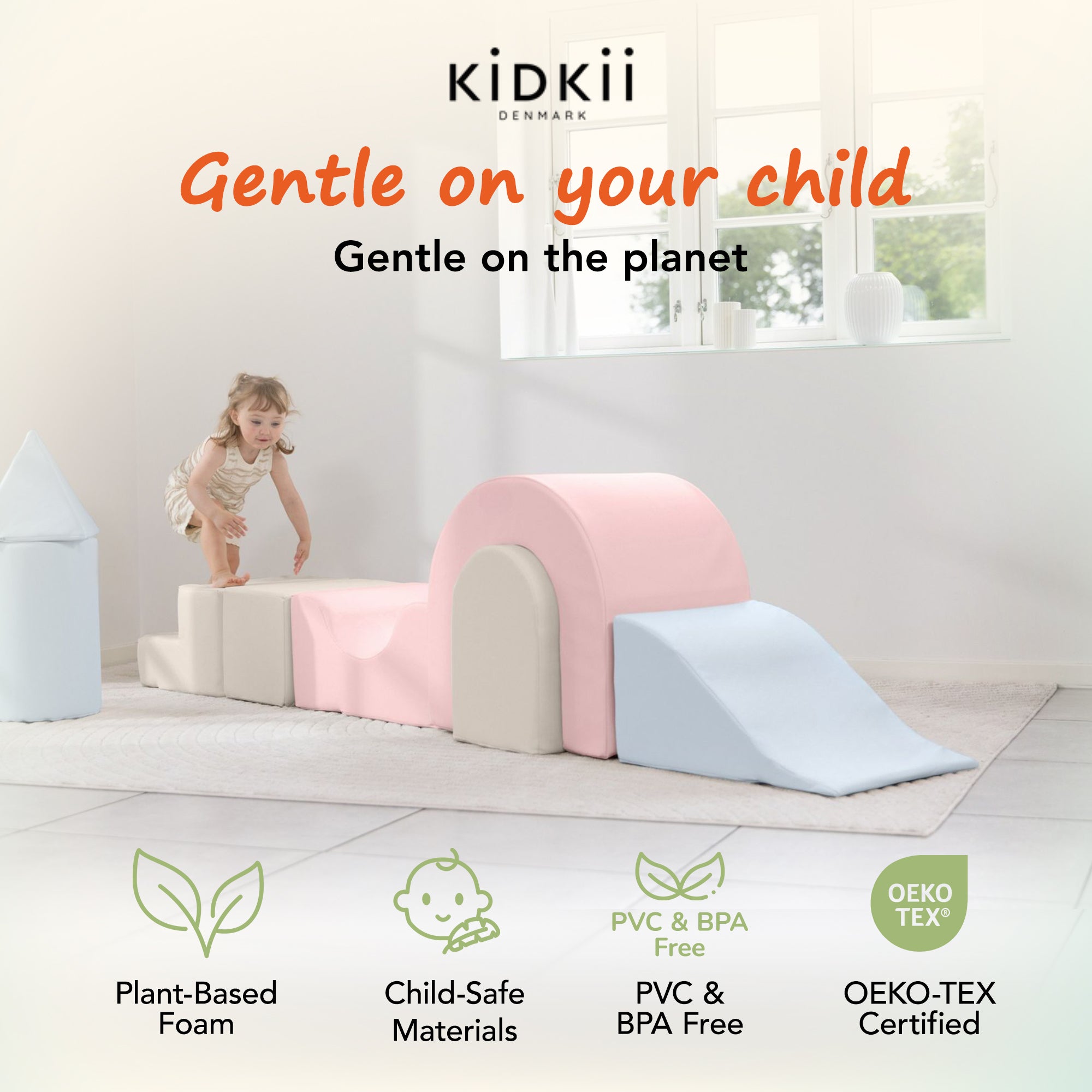 KIDKII Lux Play Set 8-Piece Foam Climbing & Motor Skill Play Kit, Pastel Mix - VMInnovations