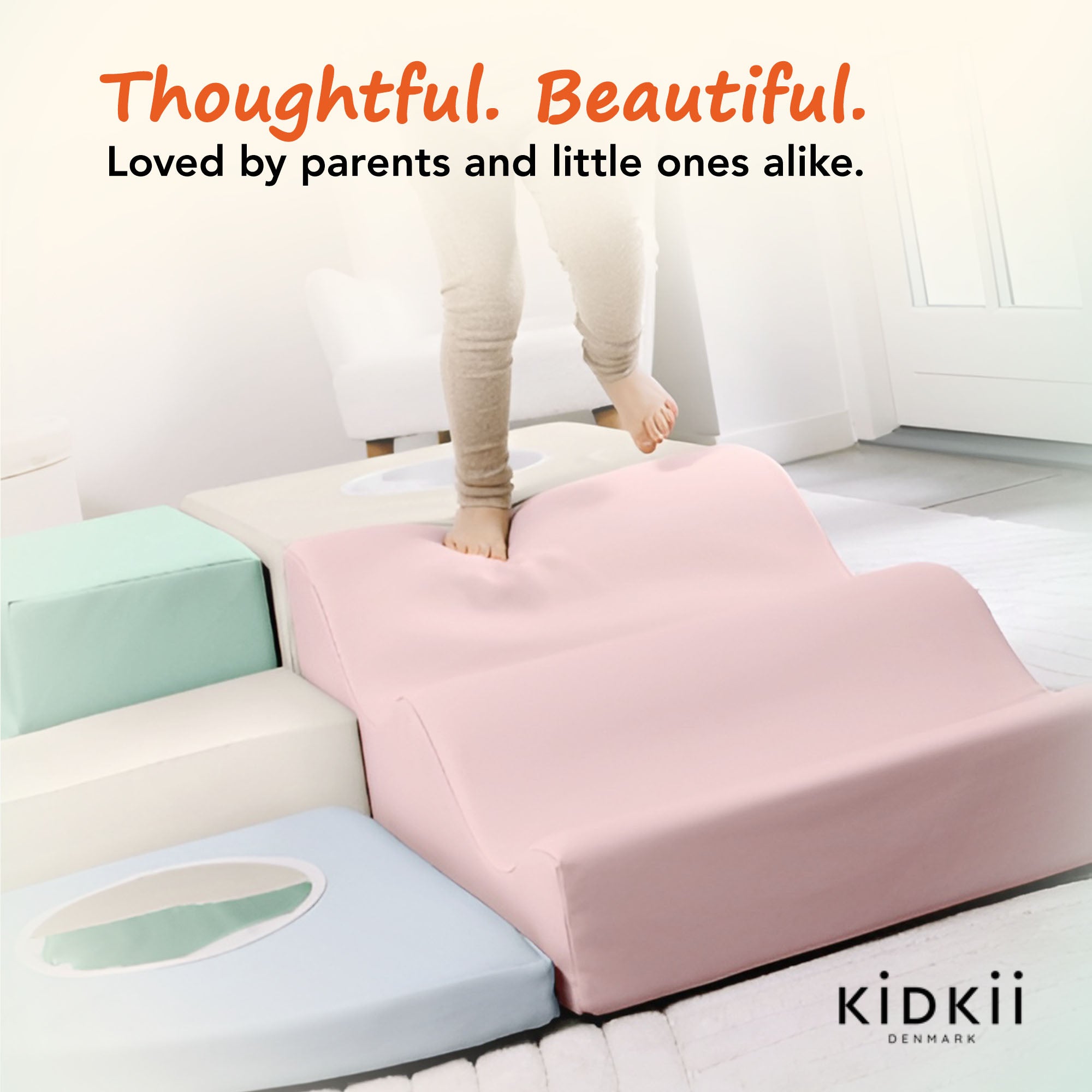 KIDKII 6 Piece Mirror Soft Play Foam Climbing Sensory Blocks Toddler Toy, Pastel - VMInnovations