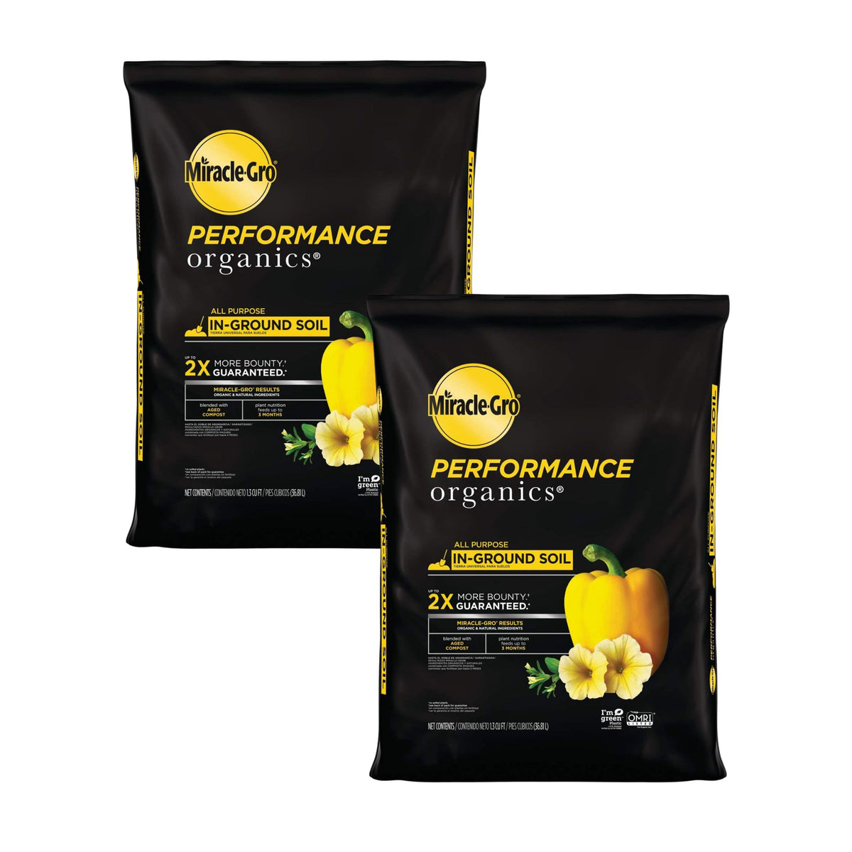 Miracle-Gro 2 Pack Organic Inground Garden Soil Quick Release Natural Fertilizer