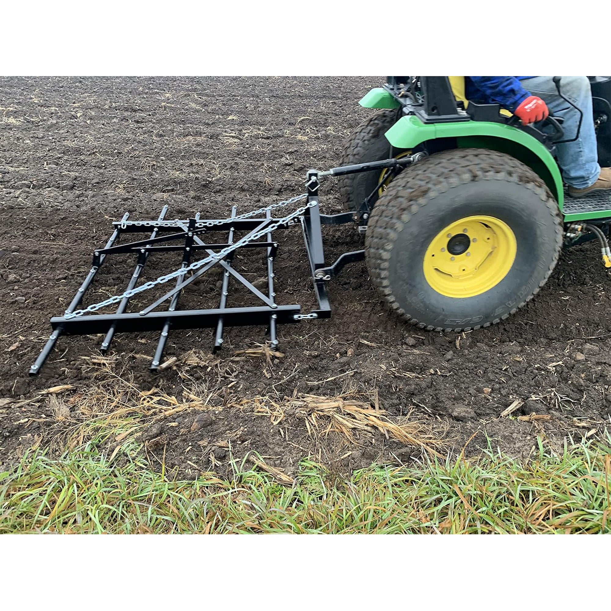 Field Tuff Spike Drag, Durable Tow-Behind Steel for Compact Tractors, 72", Black