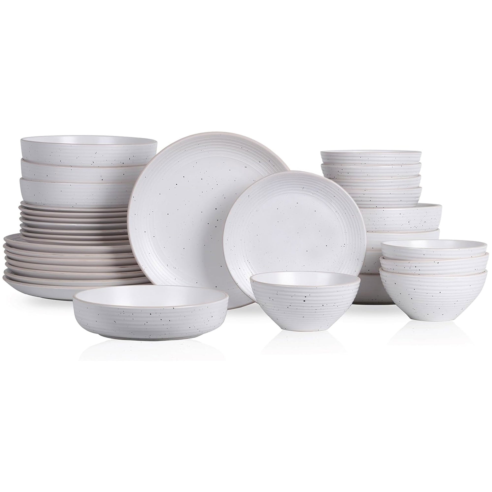 Stone Lain Lauren Stoneware 32 Piece Dinnerware Set, Service for 8, Off White - VMInnovations