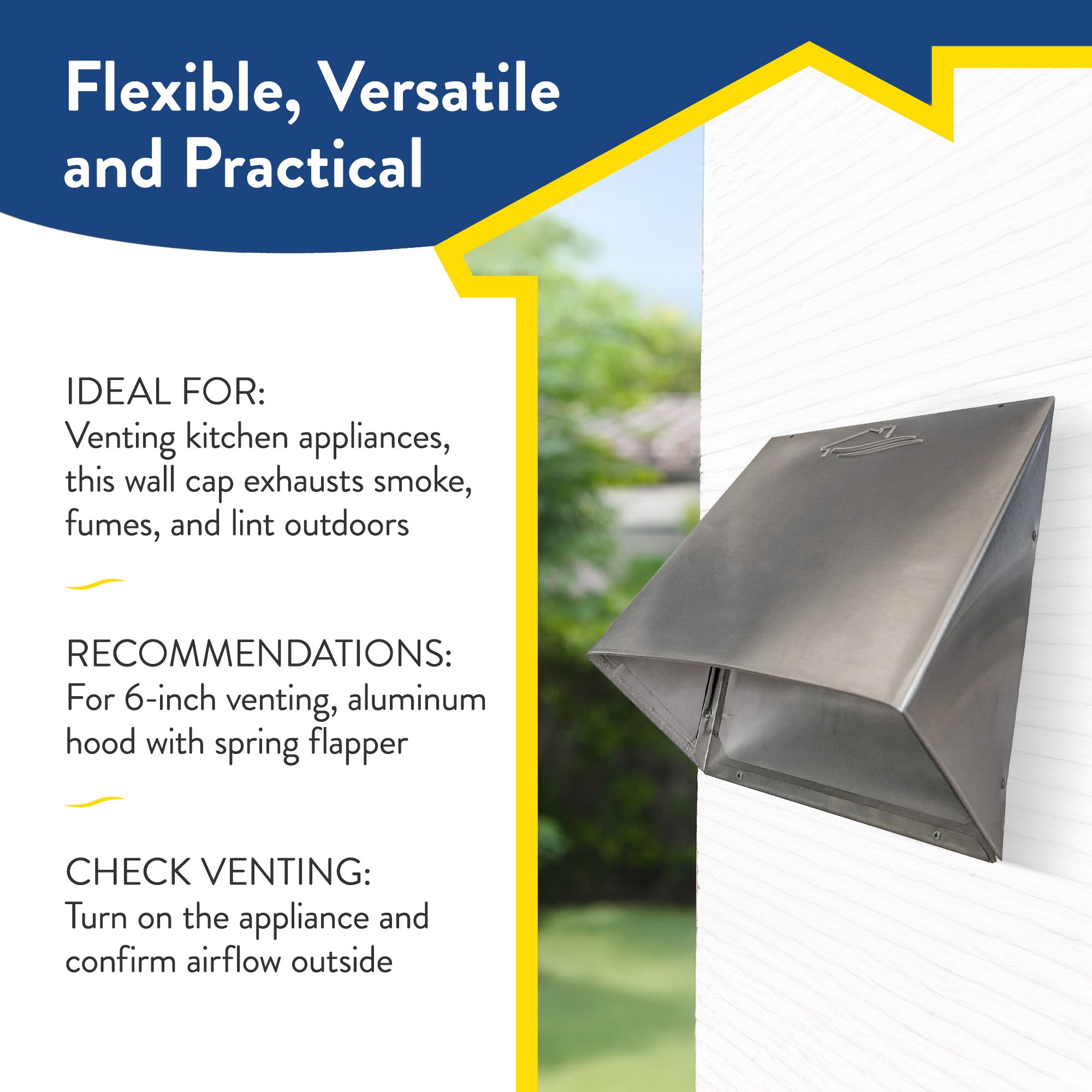 Builder's Best Heavy Gauge Wall Vent Hood w/Spring Loaded Damper (Open Box) - VMInnovations