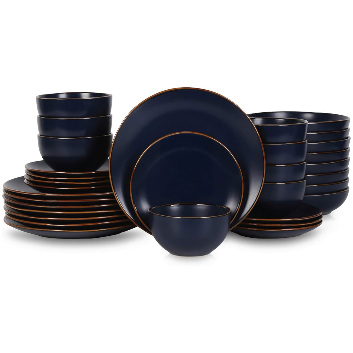 Stone Lain Brasa Modern Stoneware 32 Piece Dinnerware Set, Service for 8, Blue - VMInnovations
