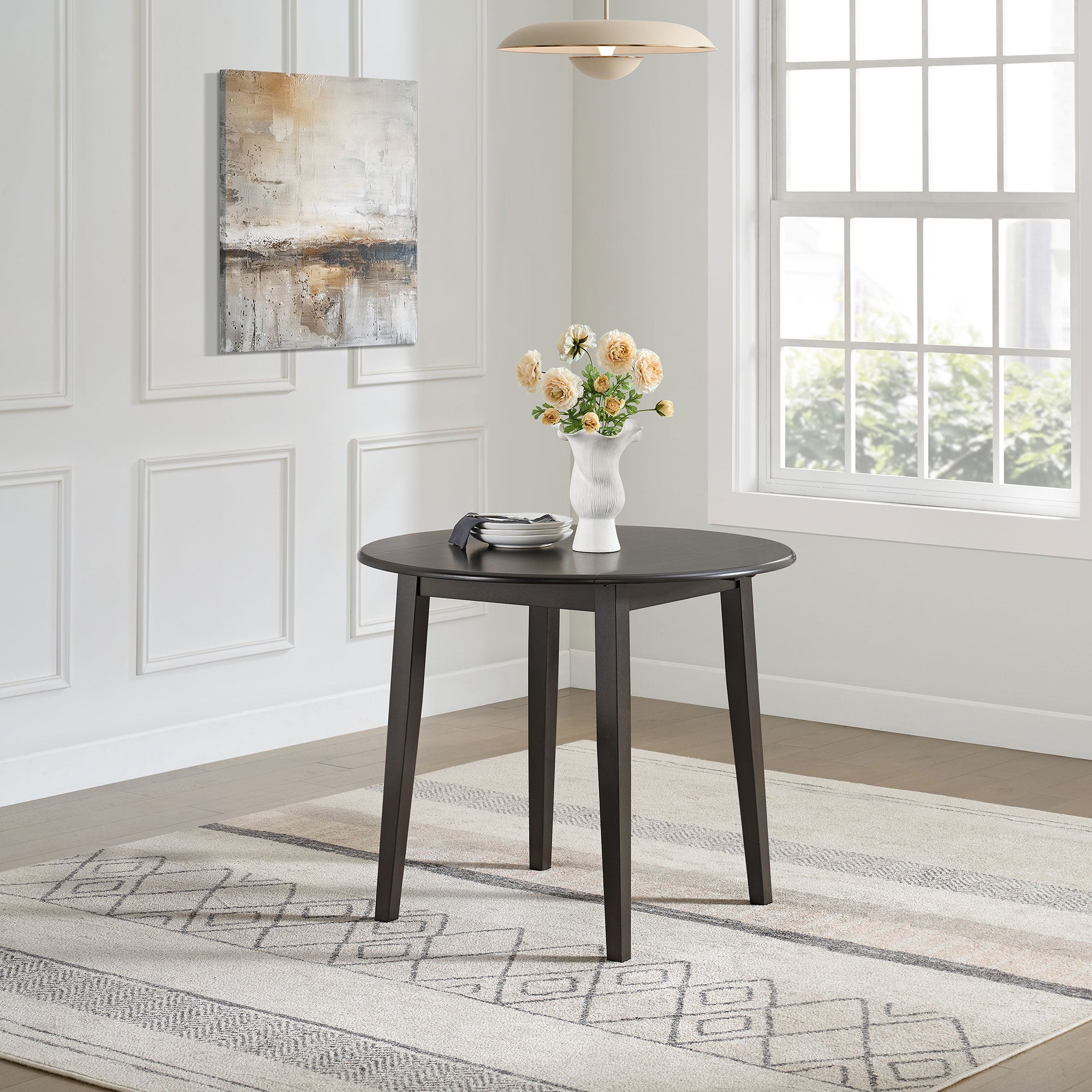 ROME + OAK Hinged Drop Leaf Dining Table, 22-36" Tabletop, Brown (Open Box)