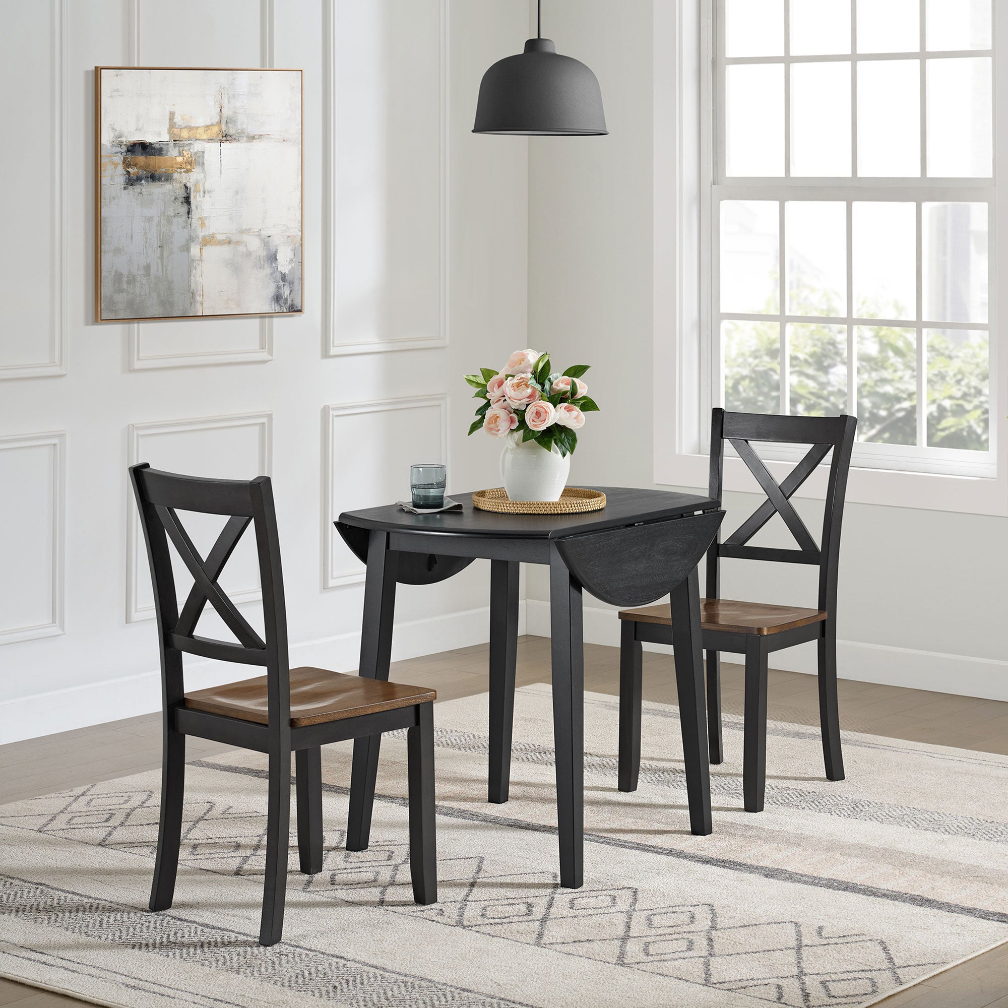 ROME + OAK Hinged Drop Leaf Dining Table, 22 to 36 In Round Tabletop, (Open Box) - VMInnovations