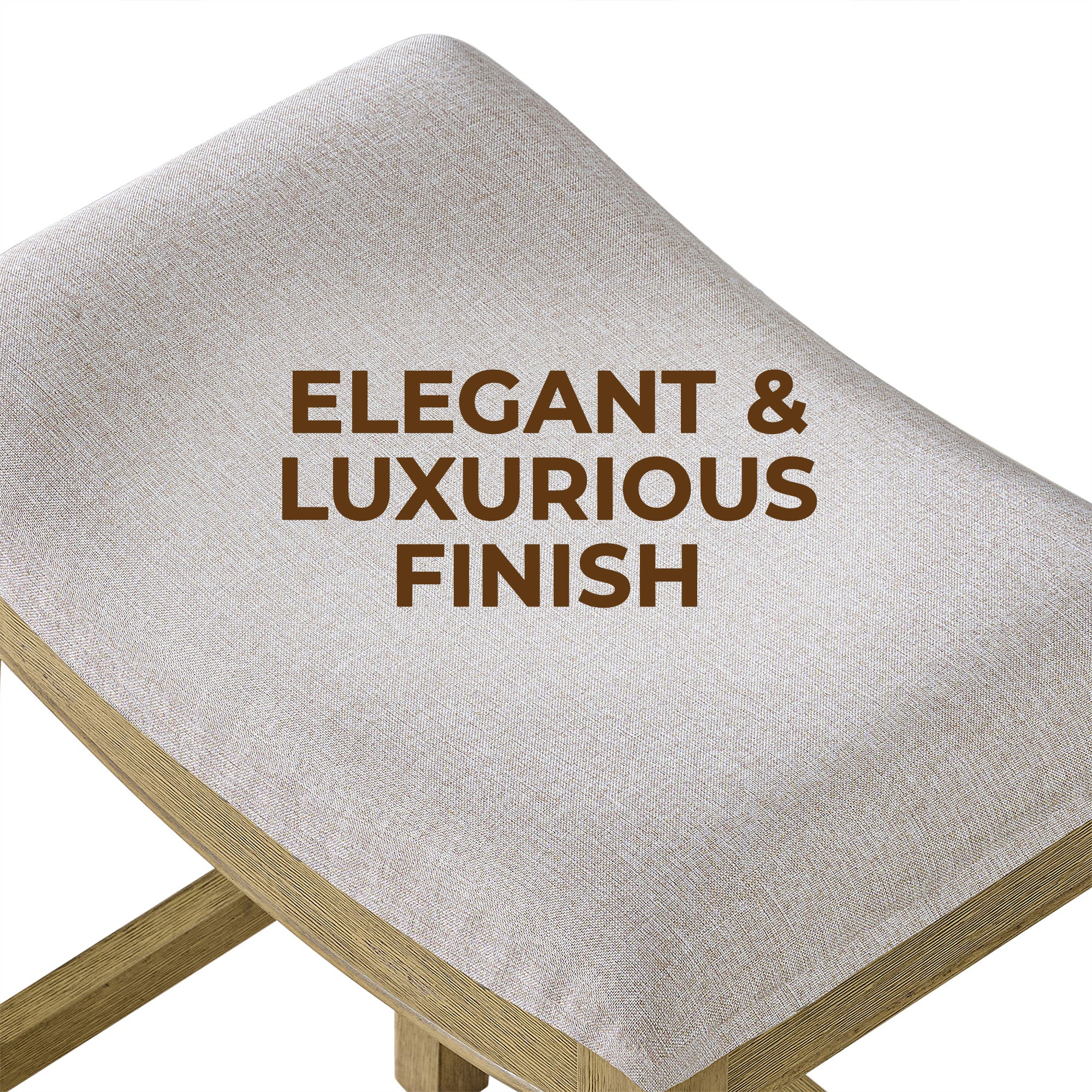 ROME + OAK Parker Backless Saddle Counter Stool, Natural, Cream Upholstery, 2 Pack
