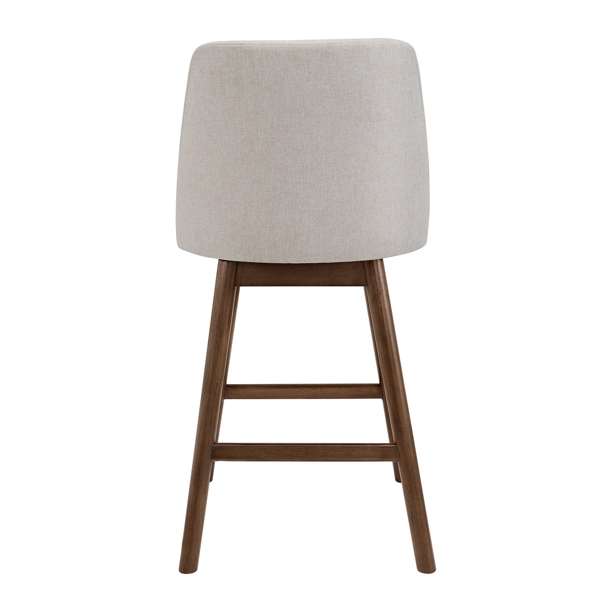 ROME + OAK Rowan 26" Swivel Counter Stool, Walnut, Soft Linen Fabric, Set of 4