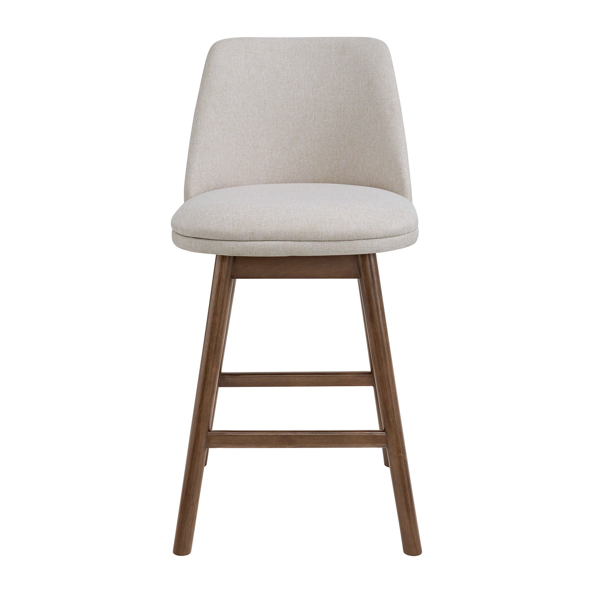 ROME + OAK Rowan 26" Swivel Counter Stool, Walnut, Soft Linen Fabric, Set of 3