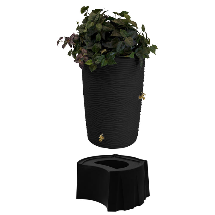 Good Ideas Impressions 50 Gallon Palm Trunk Barrel & Universal Rain Barrel Stand