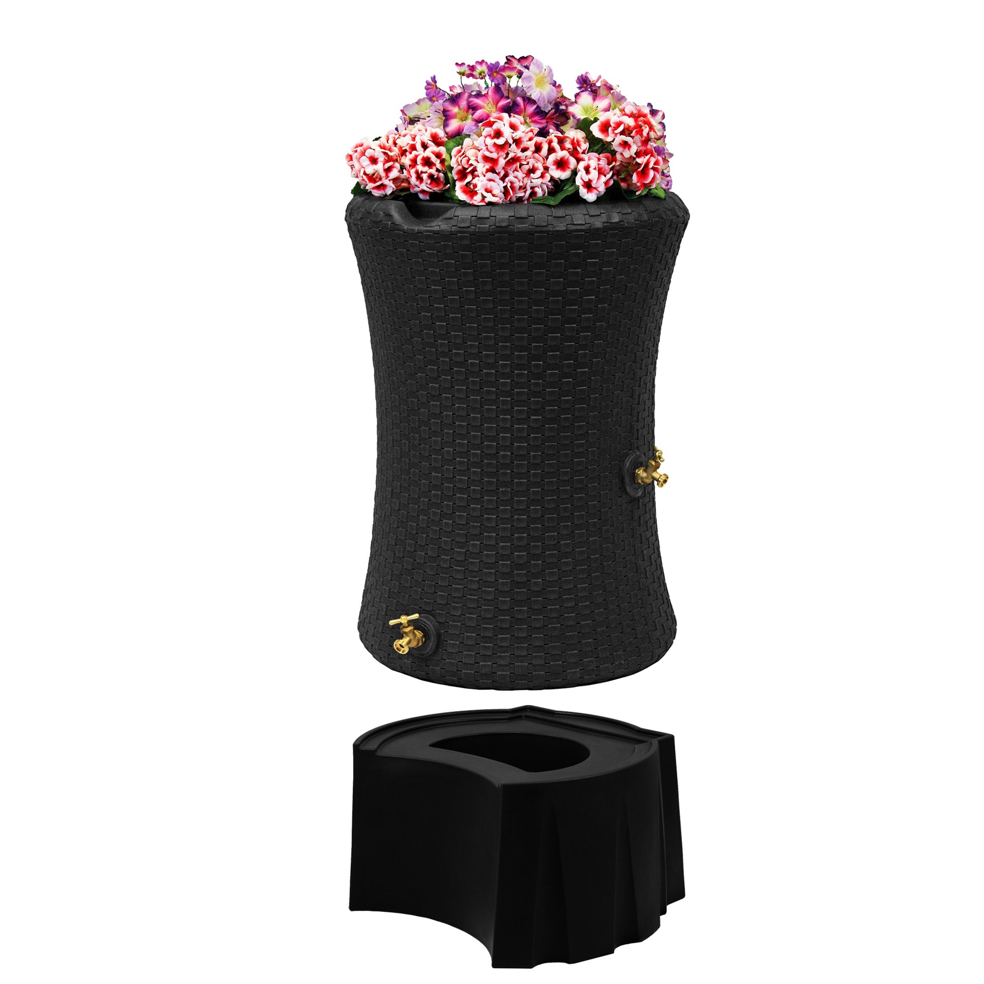 Good Ideas Impressions 50 Gal Nantucket Rain Barrel Planter, Universal Stand - VMInnovations