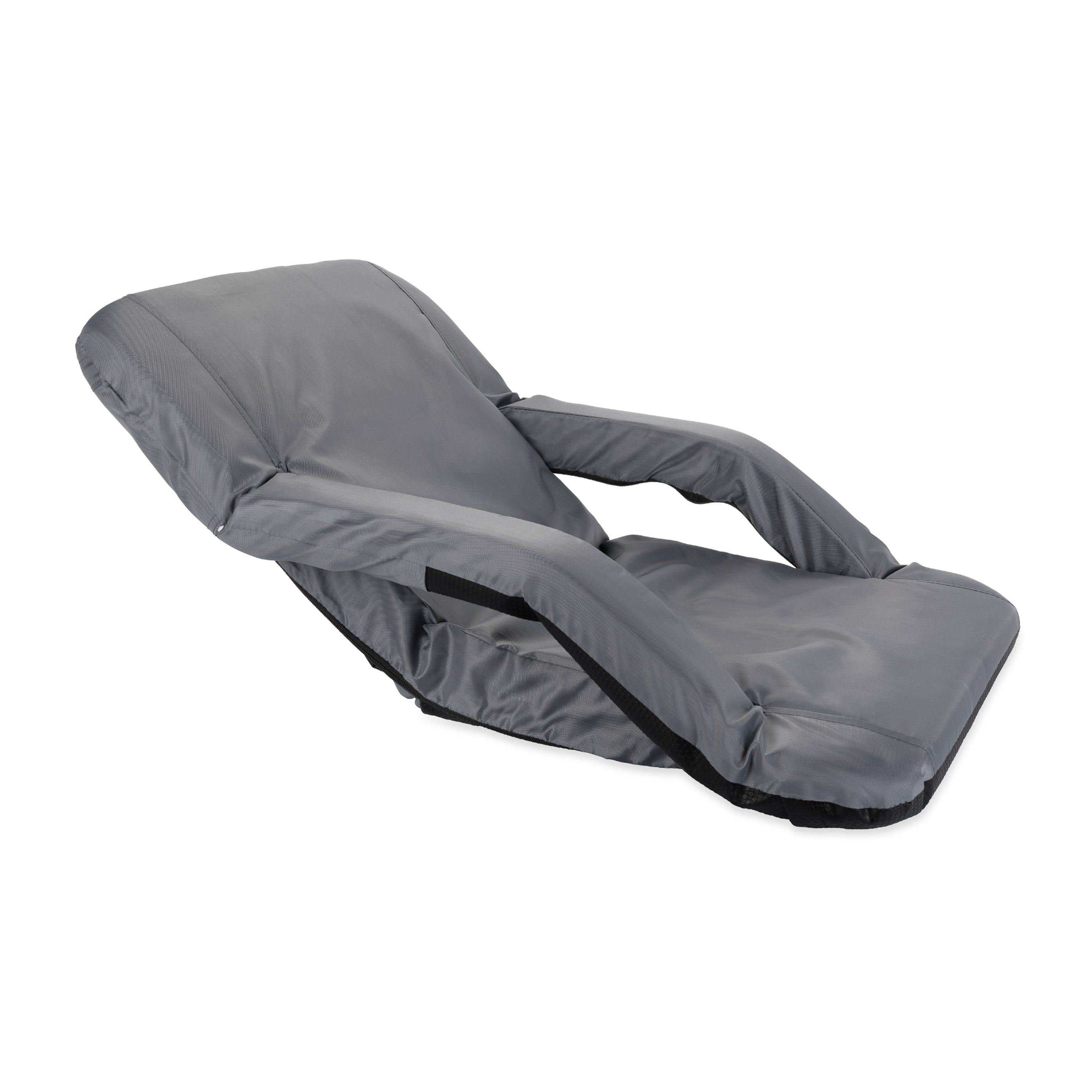 Camco Portable Stadium Seat Foldable Padded Cushion Back Support, Armrests, Grey