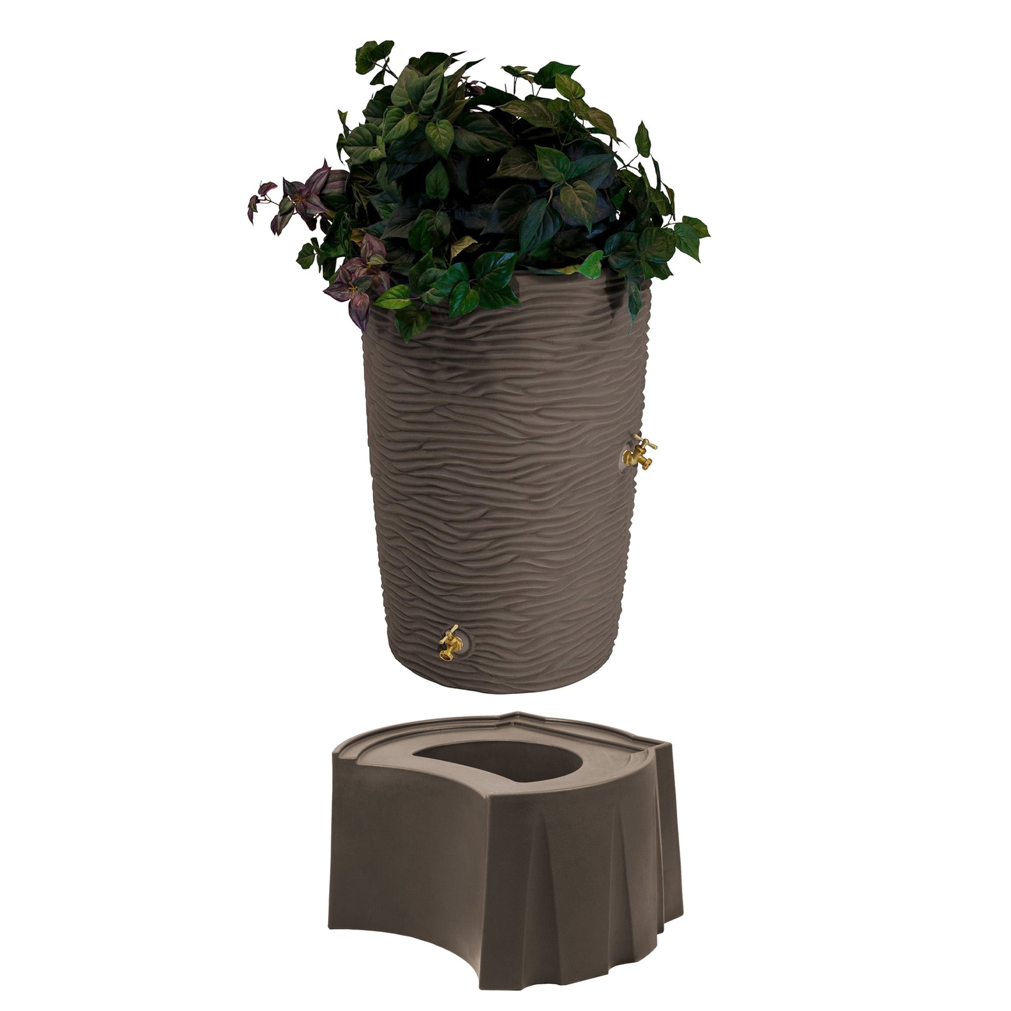 Good Ideas Impressions 50 Gallon Palm Trunk Barrel & Universal Rain Barrel Stand - VMInnovations