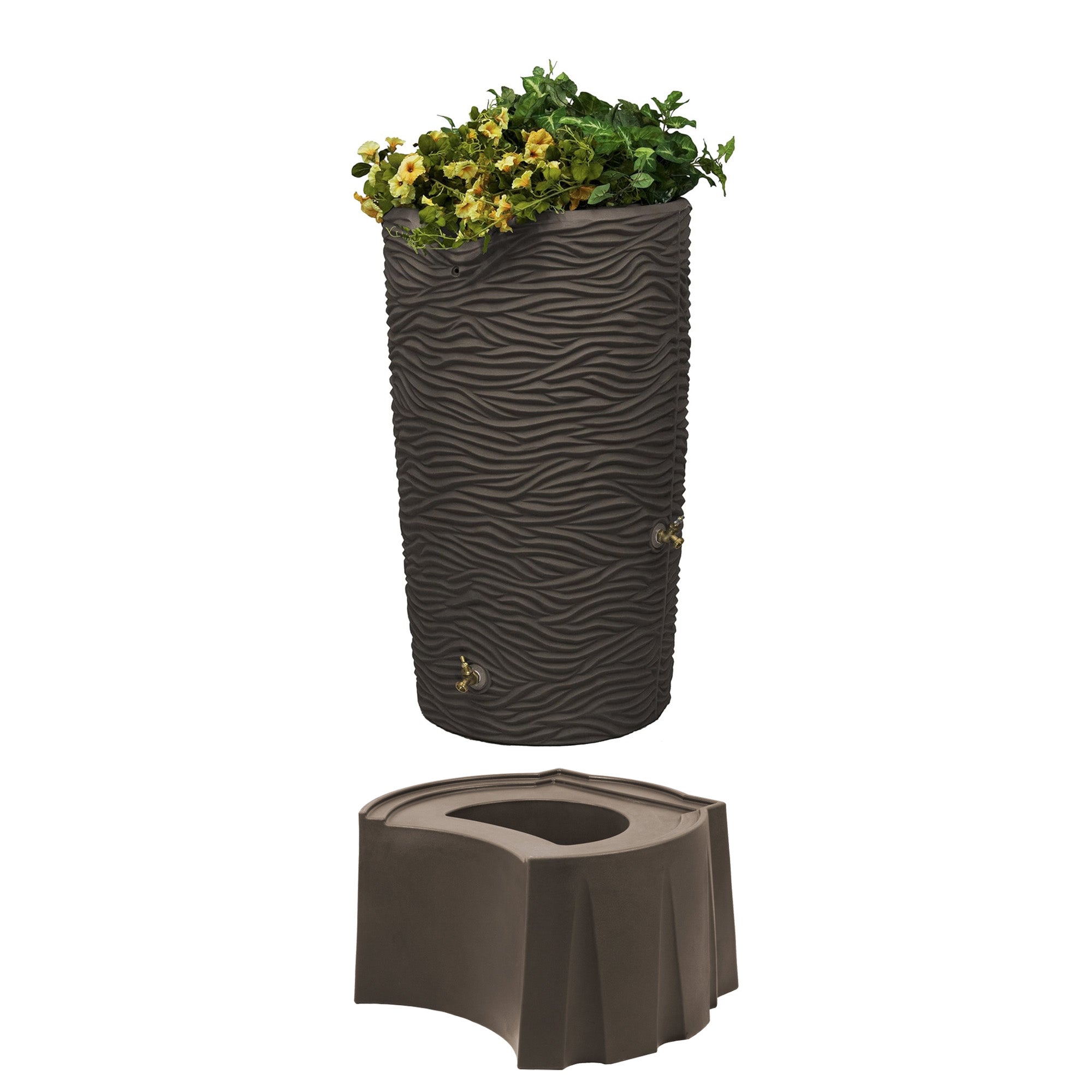 Good Ideas Impressions 65 Gallon Palm Trunk Rain Saver & Rain Wizard Stand, Oak - VMInnovations