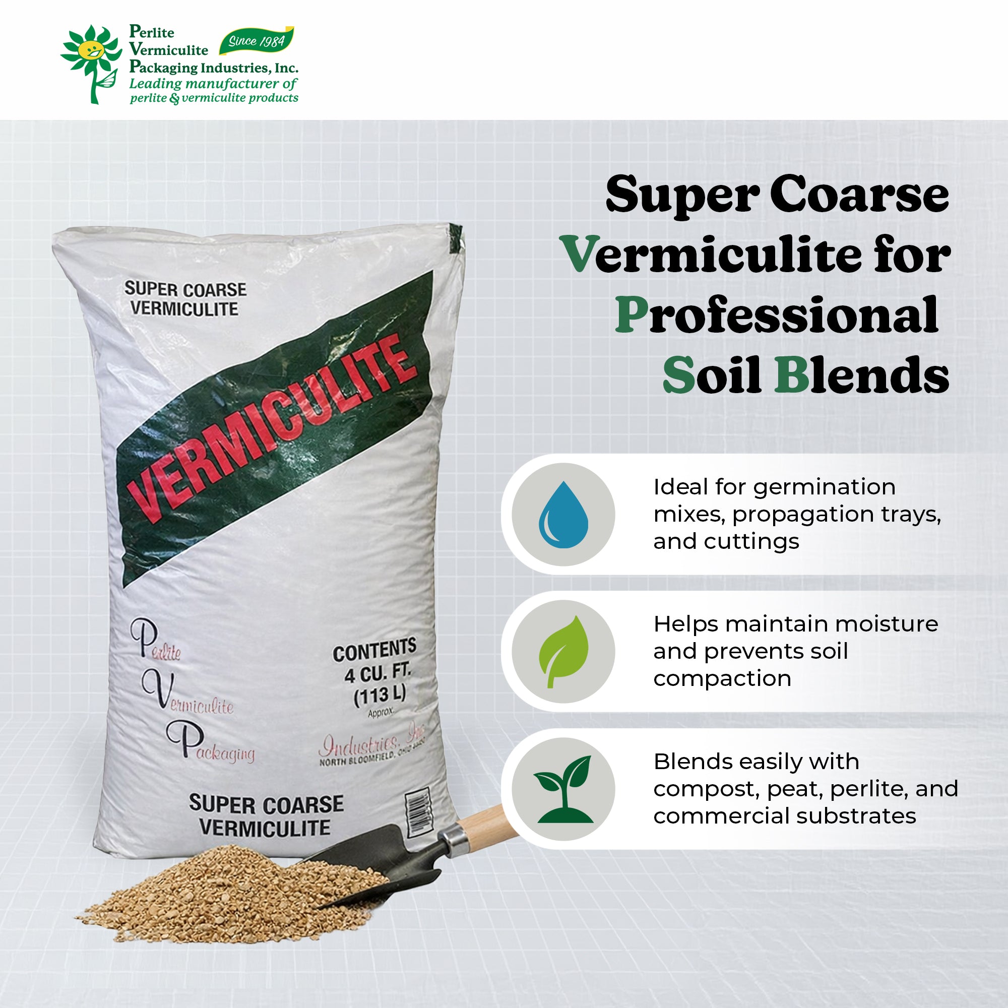 PVP Industries Super Coarse Vermiculite, Natural and Odorless Mix, 4 Cubic Feet - VMInnovations