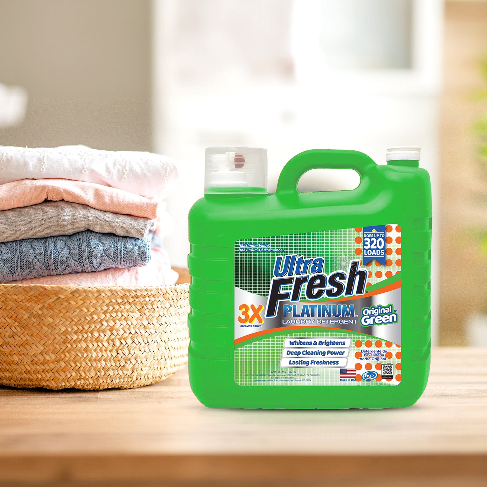 Ultra Fresh 2 Pack 3X Platinum Liquid Laundry Detergent 320 Load, Original Green - VMInnovations