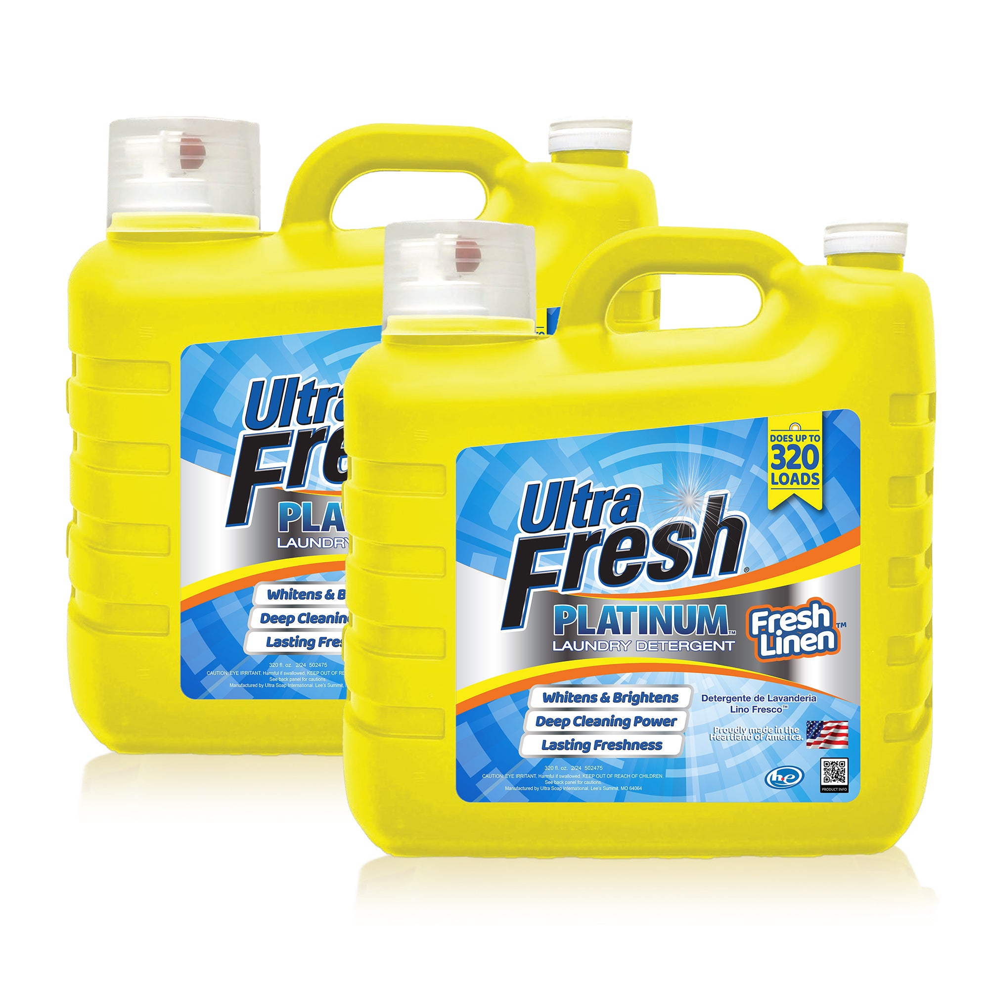 Ultra Fresh 2 Pack Platinum Liquid Laundry Detergent, 320 Loads, Fresh Linen - VMInnovations