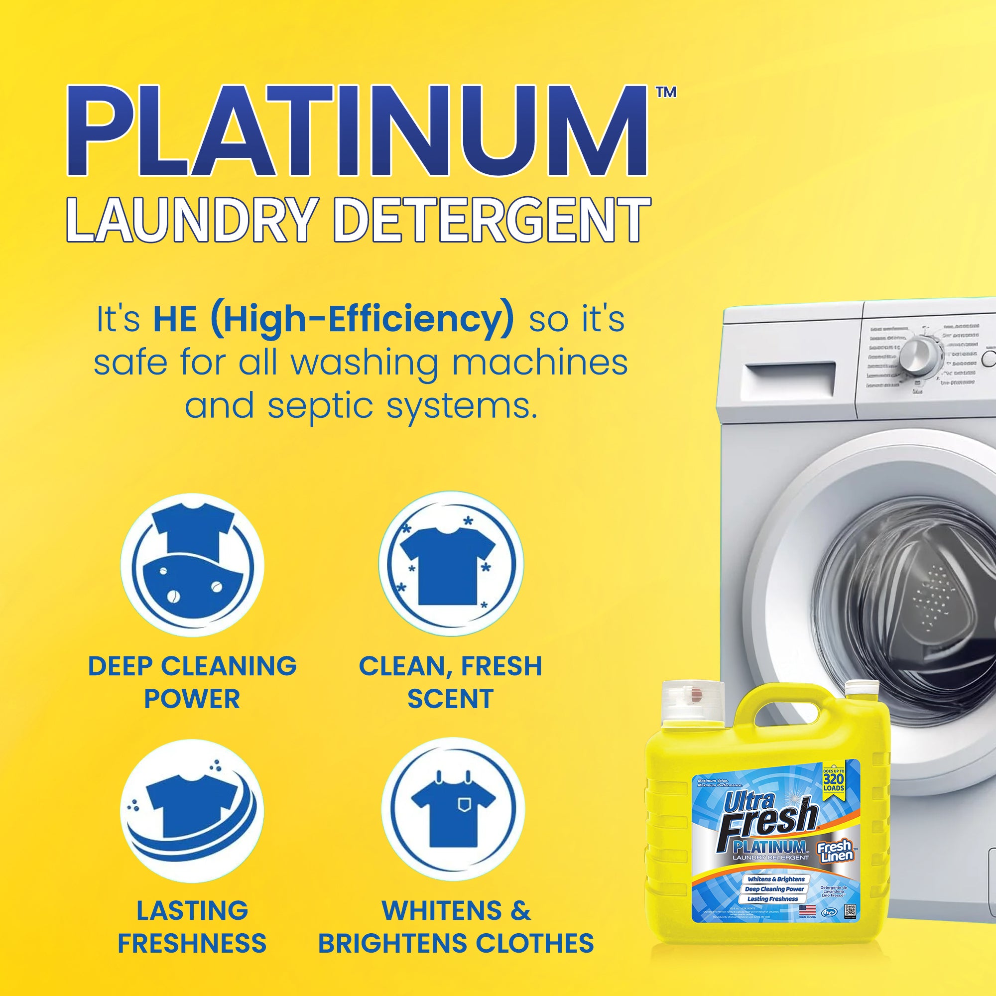 Ultra Fresh 2 Pack Platinum Liquid Laundry Detergent, 320 Loads, Fresh Linen - VMInnovations