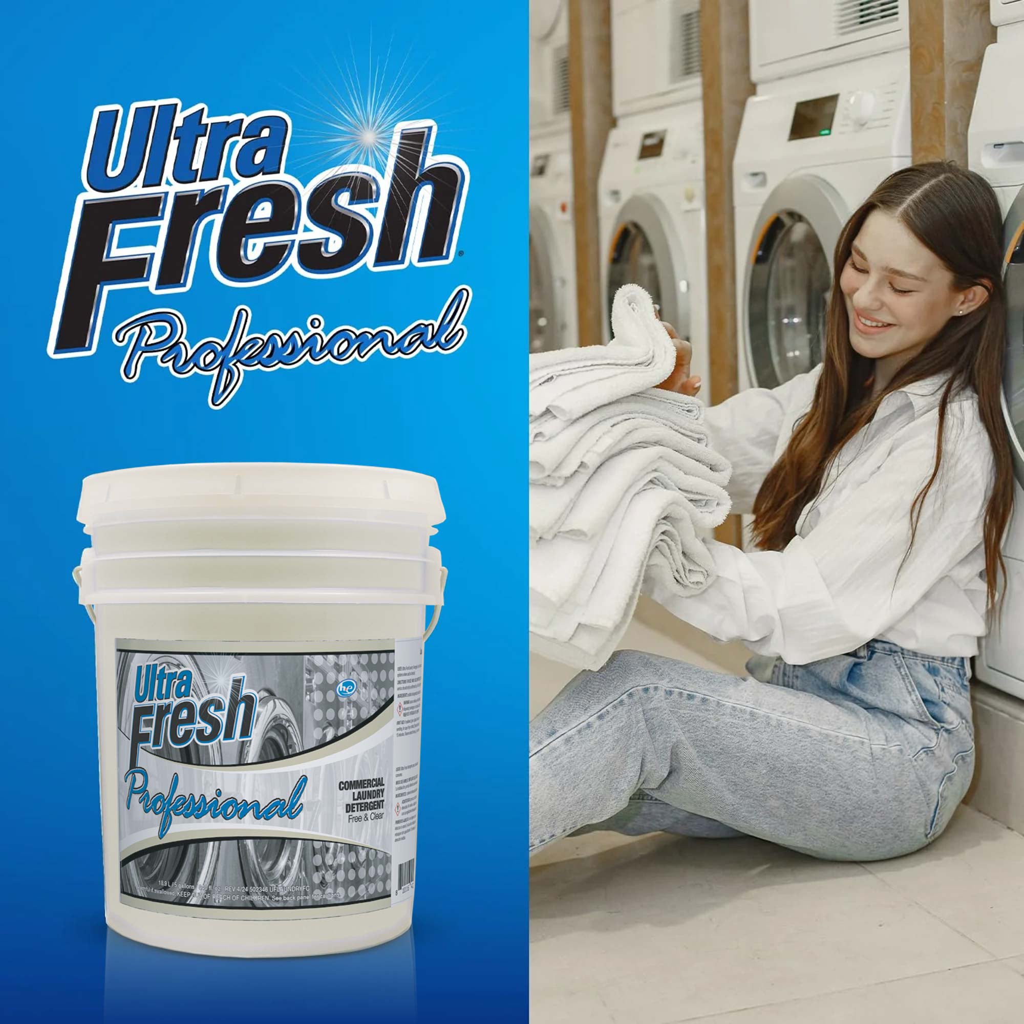 Ultra Fresh® Professional™ Commercial Laundry Detergent Free/Clear, Pump, 5 Gal - VMInnovations