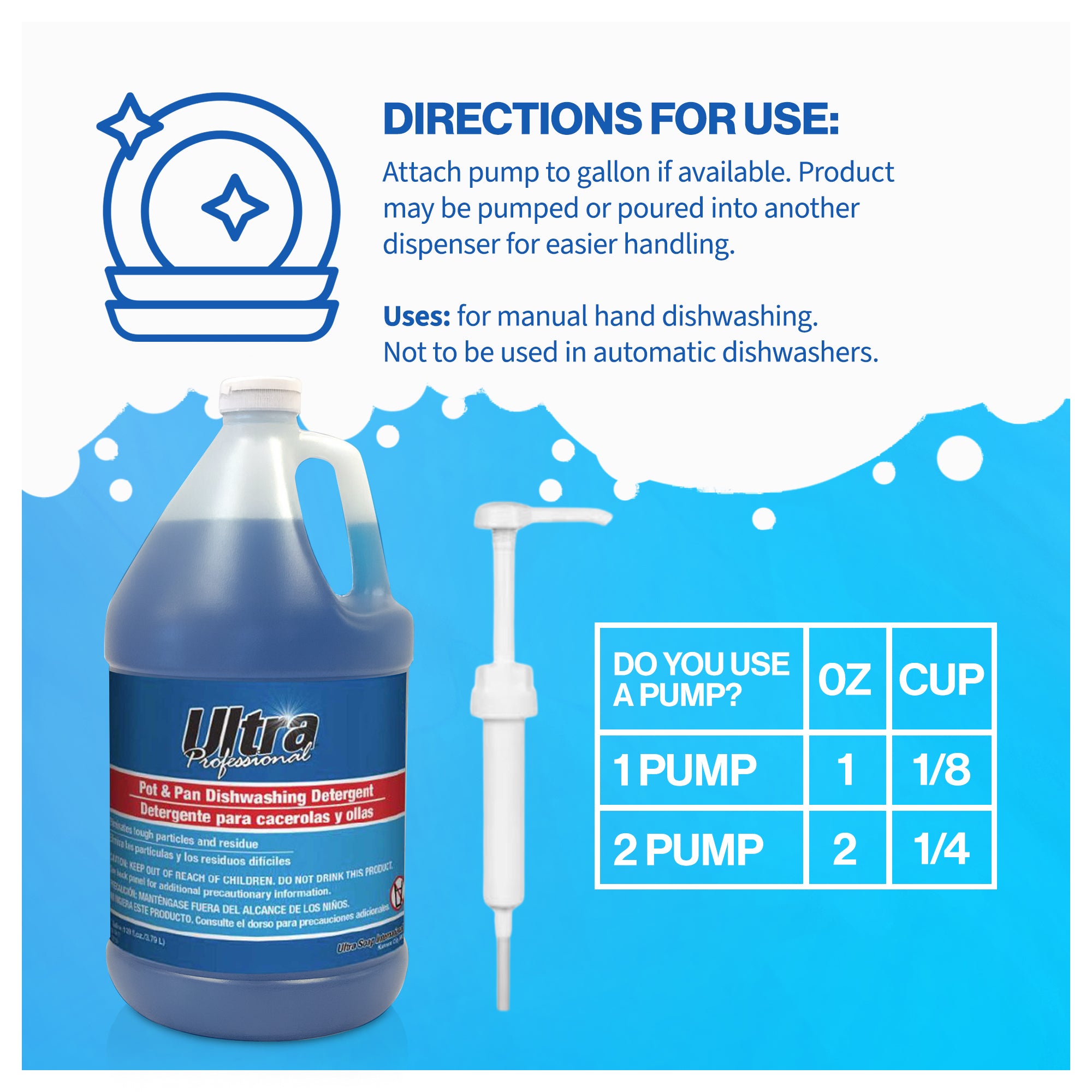 Ultra Professional™ 4 Pack 1 Gal Pots/Pans Dishwashing Detergent, Platinum, Blue - VMInnovations